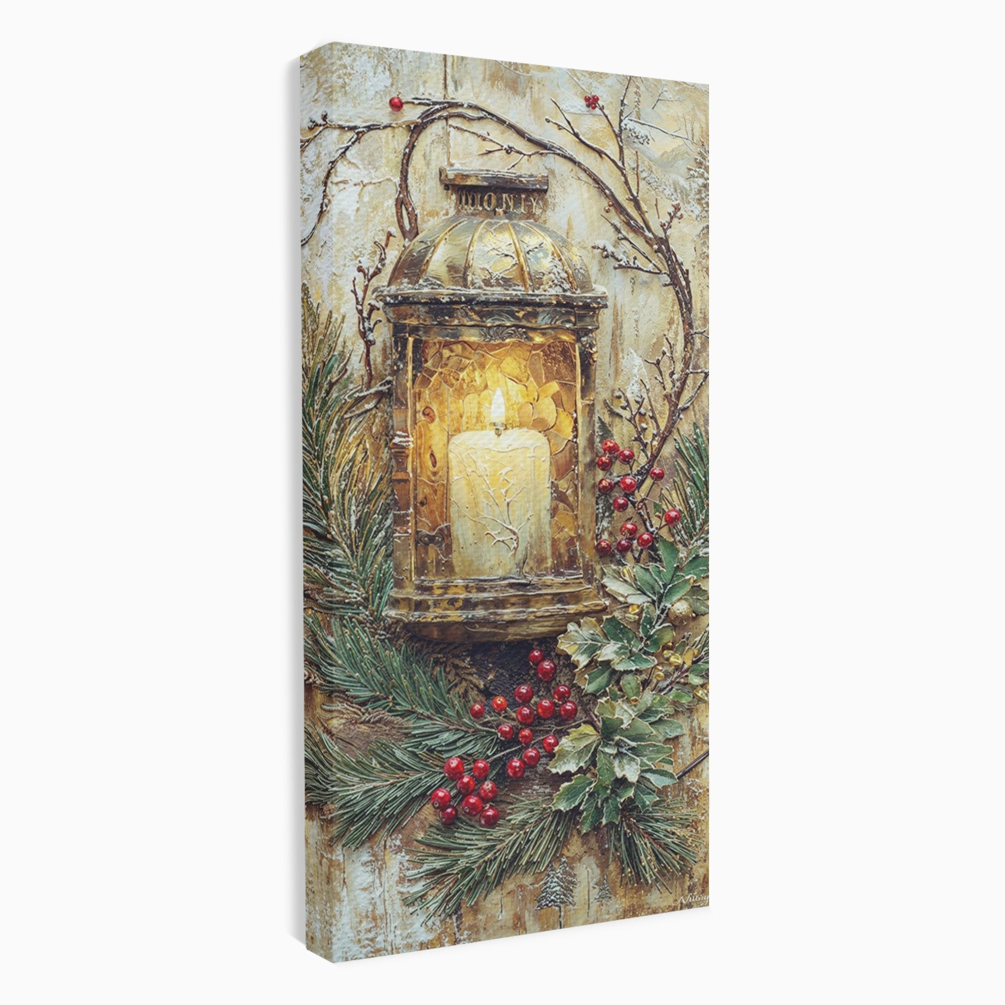 Tablou Canvas Premium LuxCanva® PI1238, Felinarul De Craciun, Lampa, Lumina, Decoratiuni, Sarbatori, Living, Culori Vibrante