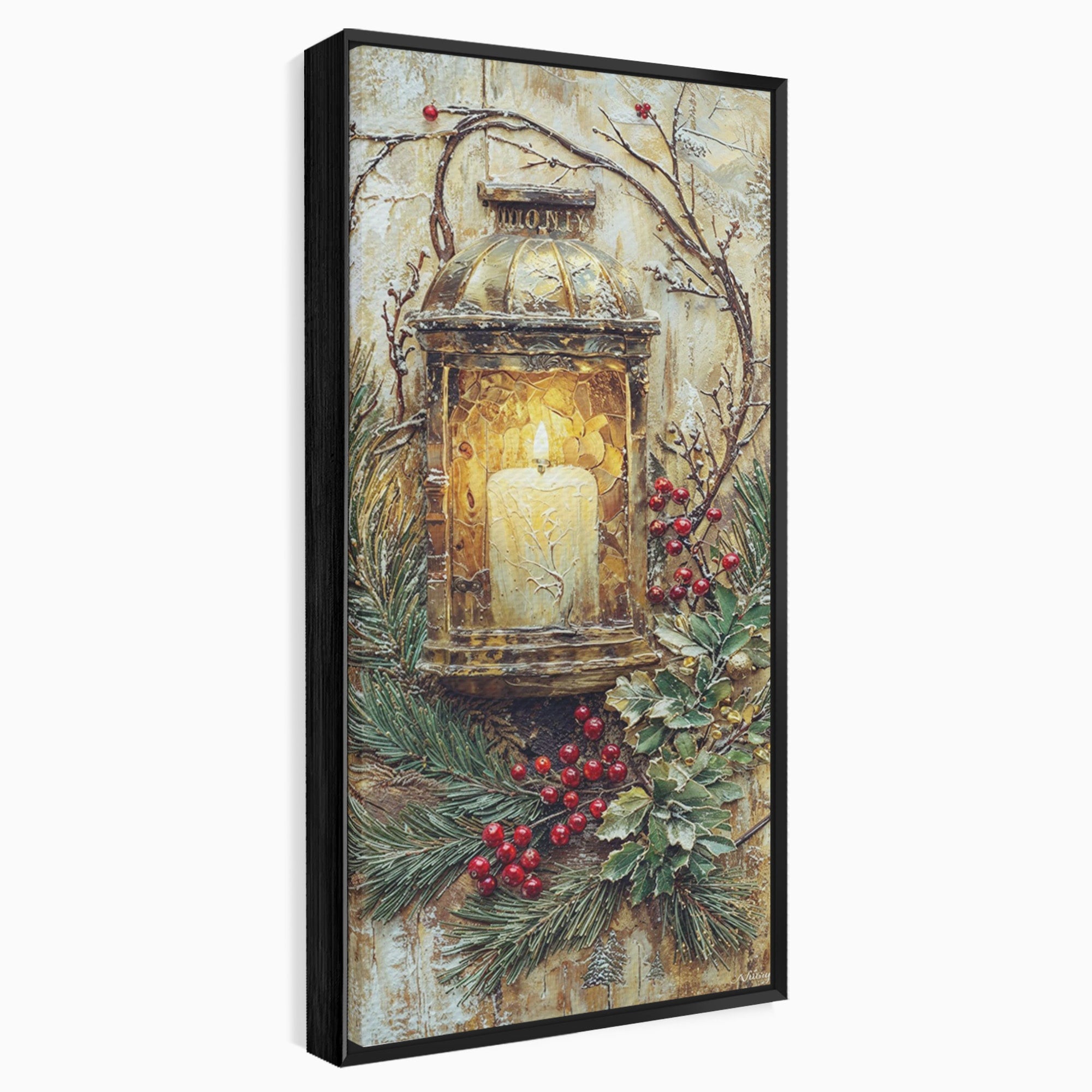 Tablou Canvas Premium LuxCanva® PI1238, Felinarul De Craciun, Lampa, Lumina, Decoratiuni, Sarbatori, Living, Culori Vibrante