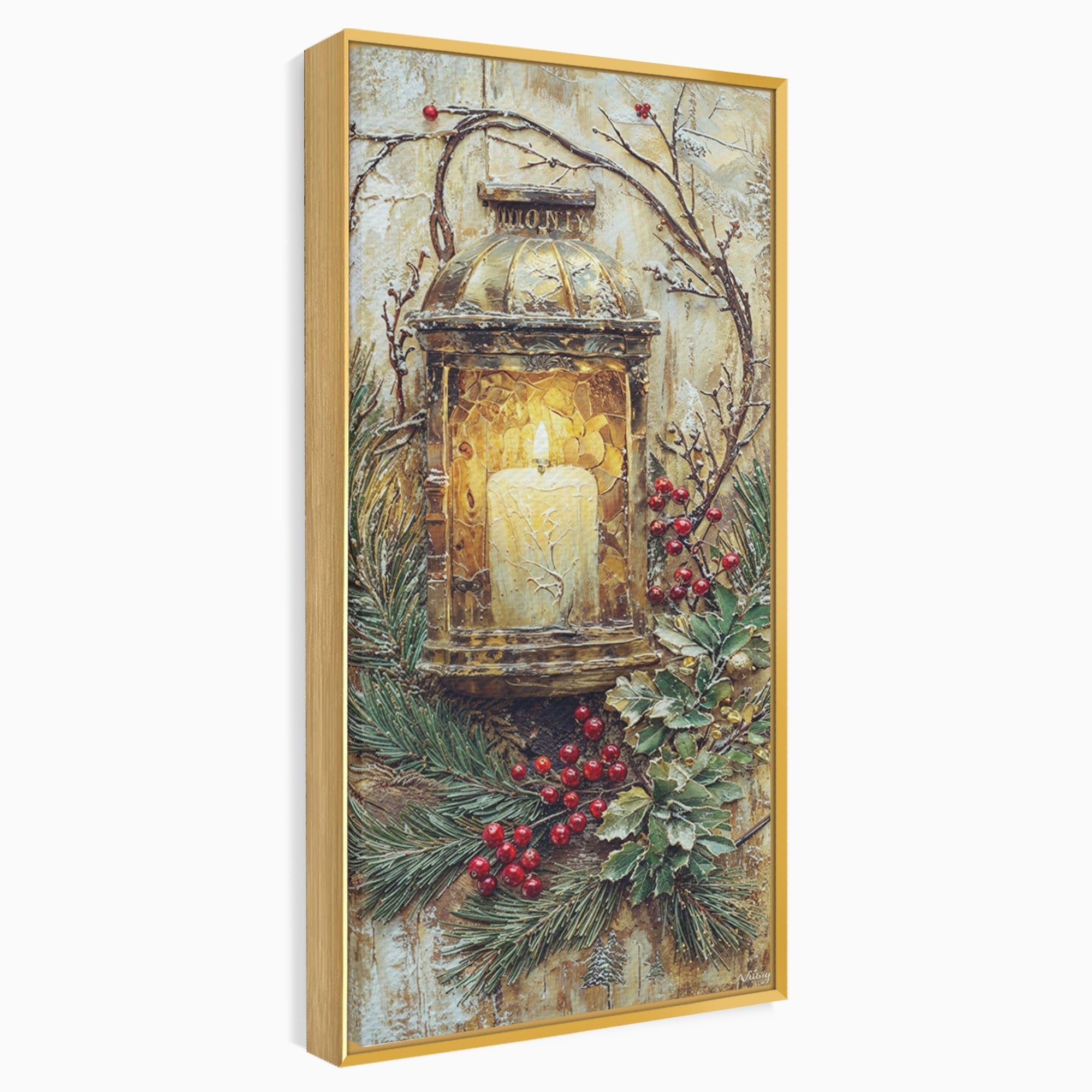 Tablou Canvas Premium LuxCanva® PI1238, Felinarul De Craciun, Lampa, Lumina, Decoratiuni, Sarbatori, Living, Culori Vibrante