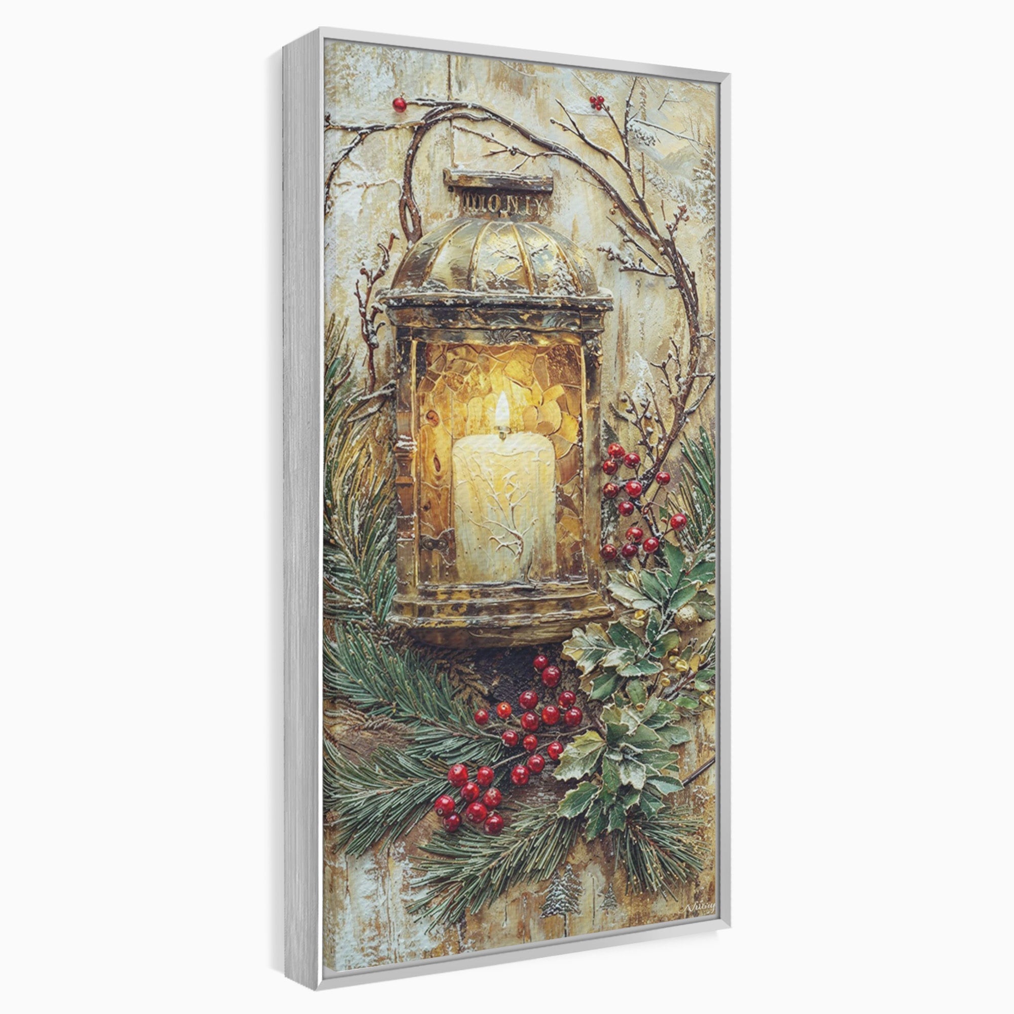 Tablou Canvas Premium LuxCanva® PI1238, Felinarul De Craciun, Lampa, Lumina, Decoratiuni, Sarbatori, Living, Culori Vibrante
