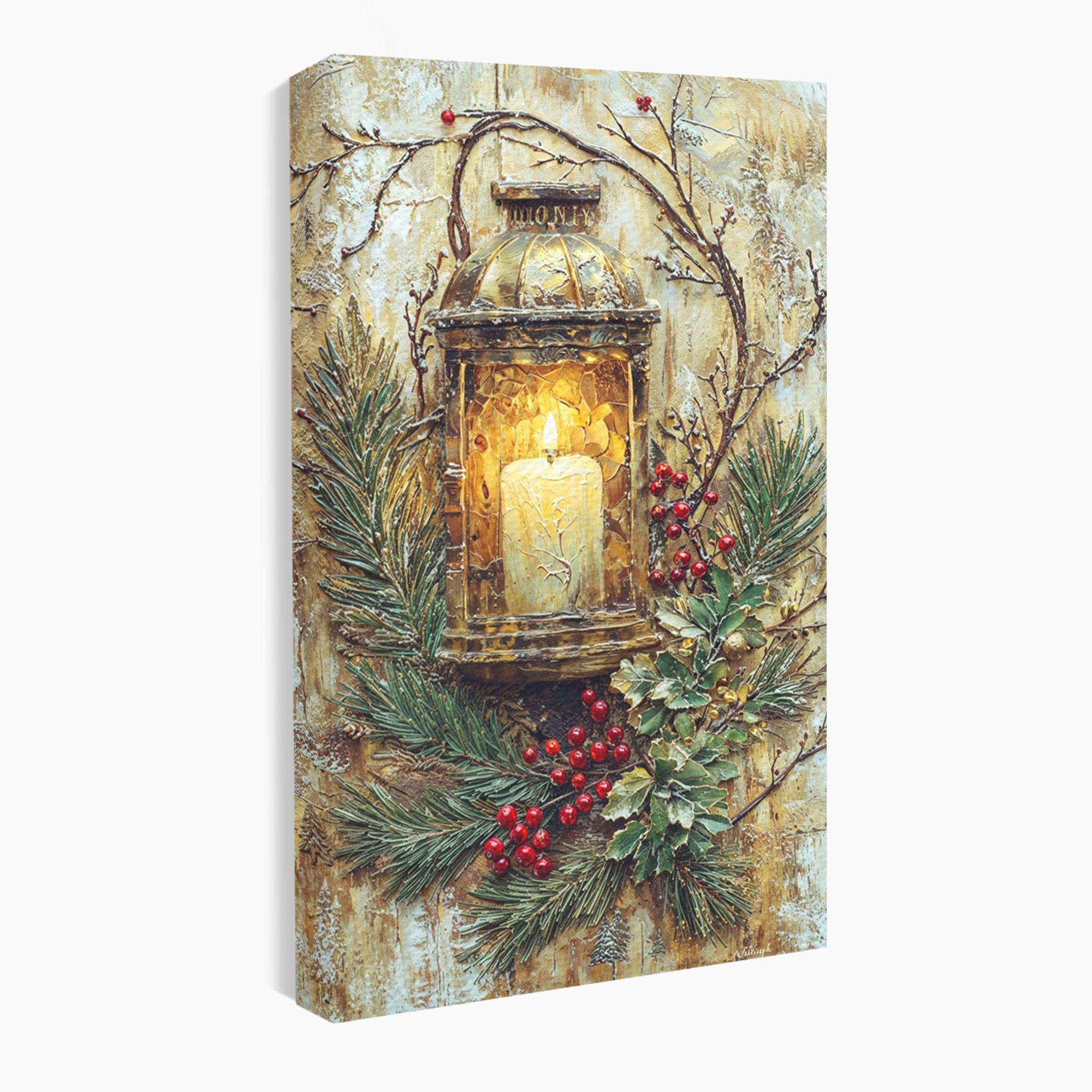 Tablou Canvas Premium LuxCanva® PI1238, Felinarul De Craciun, Lampa, Lumina, Decoratiuni, Sarbatori, Living, Culori Vibrante