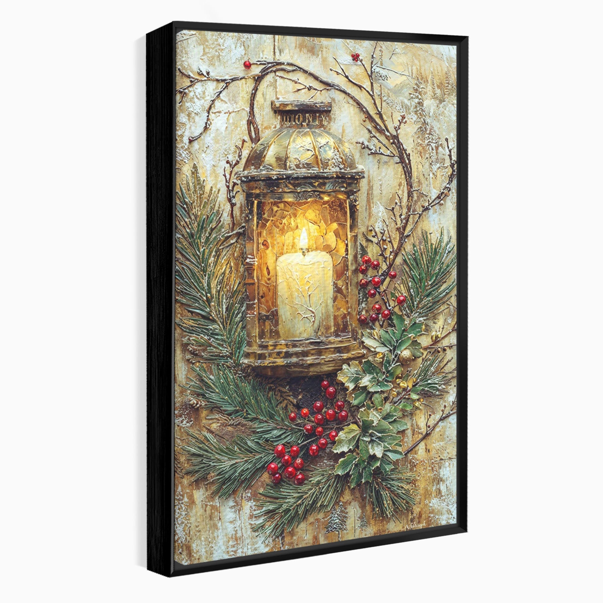 Tablou Canvas Premium LuxCanva® PI1238, Felinarul De Craciun, Lampa, Lumina, Decoratiuni, Sarbatori, Living, Culori Vibrante