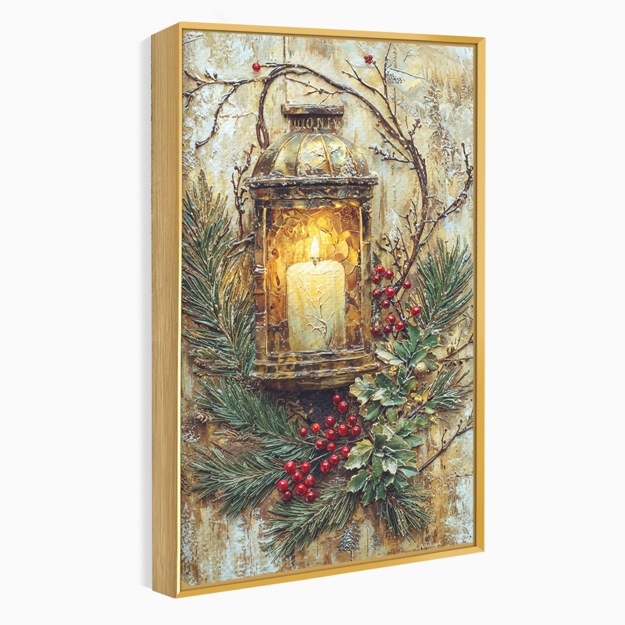 Tablou Canvas Premium LuxCanva® PI1238, Felinarul De Craciun, Lampa, Lumina, Decoratiuni, Sarbatori, Living, Culori Vibrante