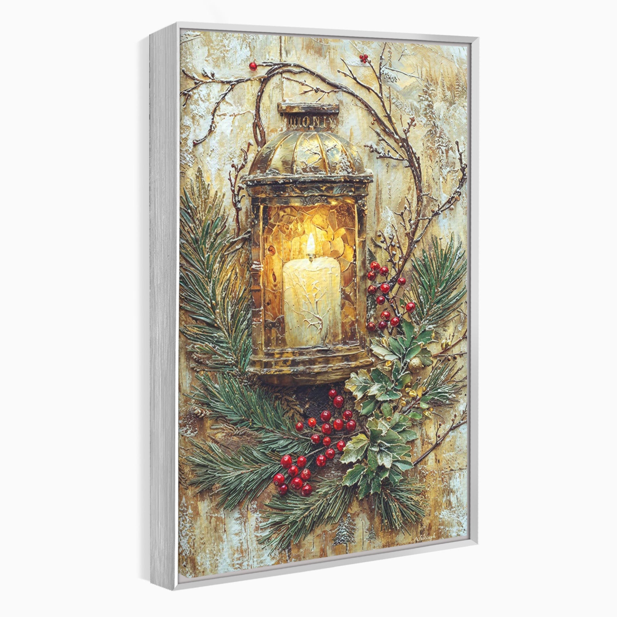 Tablou Canvas Premium LuxCanva® PI1238, Felinarul De Craciun, Lampa, Lumina, Decoratiuni, Sarbatori, Living, Culori Vibrante