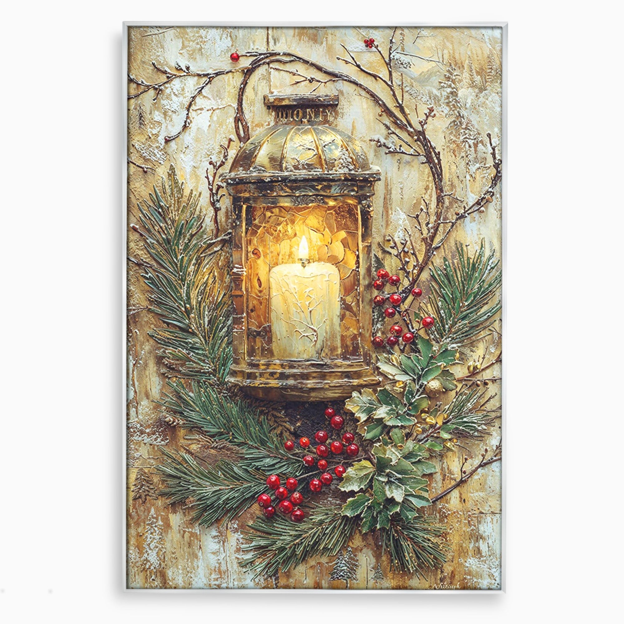 Tablou Canvas Premium LuxCanva® PI1238, Felinarul De Craciun, Lampa, Lumina, Decoratiuni, Sarbatori, Living, Culori Vibrante