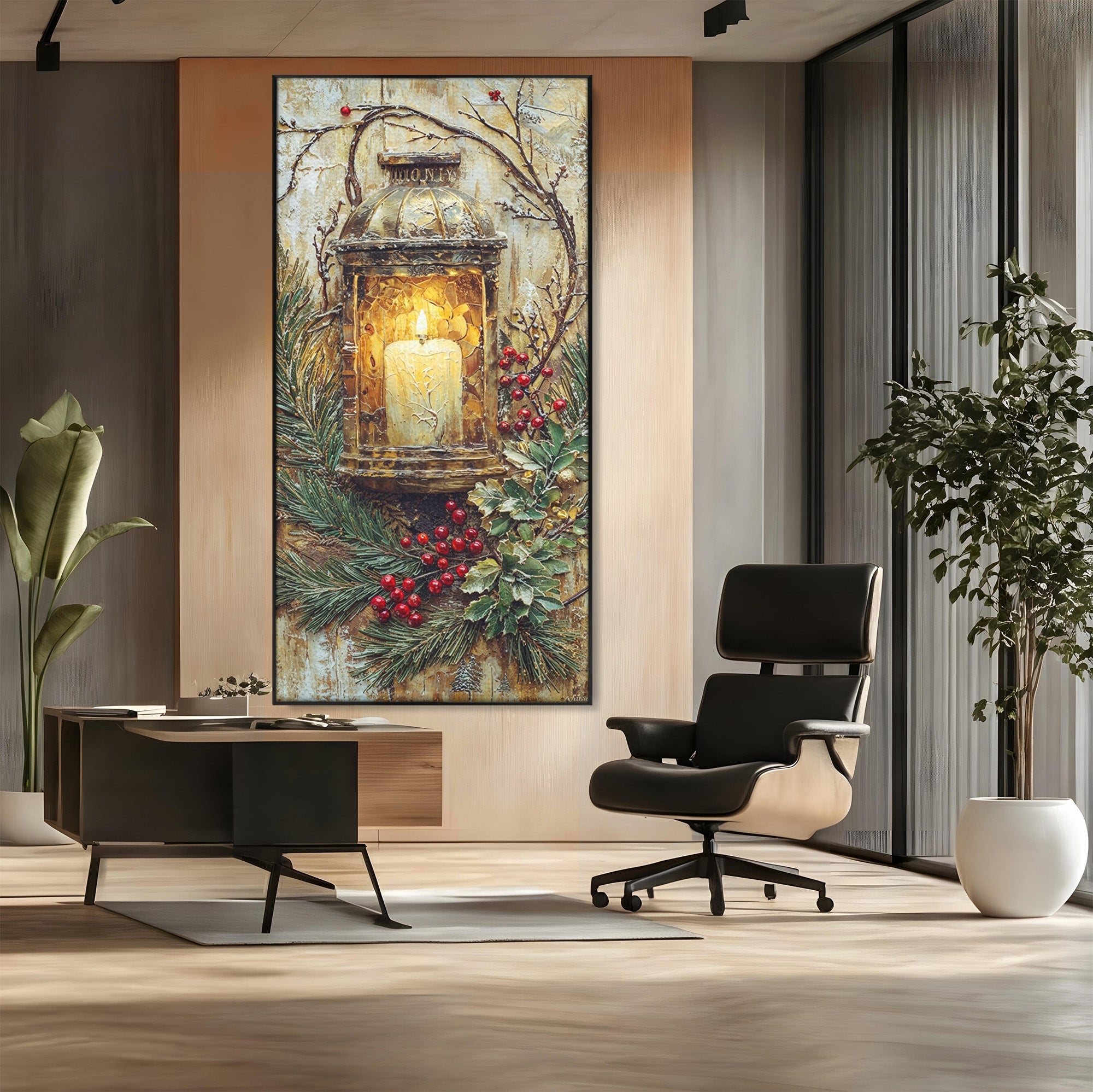 Tablou Canvas Premium LuxCanva® PI1238, Felinarul De Craciun, Lampa, Lumina, Decoratiuni, Sarbatori, Living, Culori Vibrante