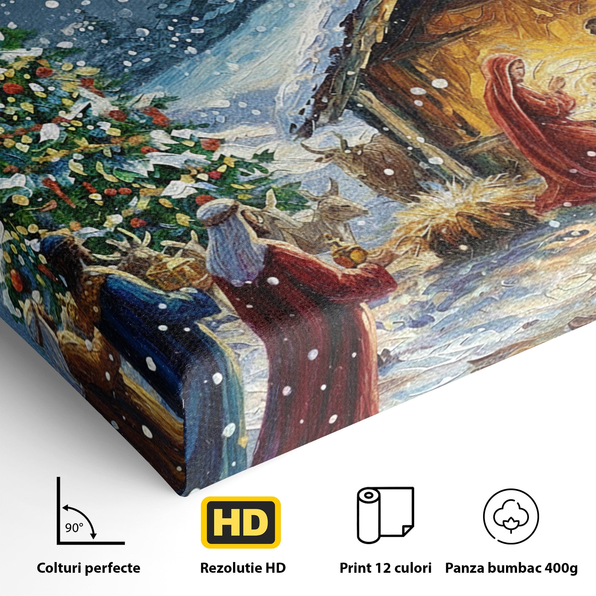 Tablou Canvas Premium LuxCanva® PI1239, Nasterea Domnului, Iarna, Craciun, Hristos, Religios, Living, Dormitor, Culori Vibrante