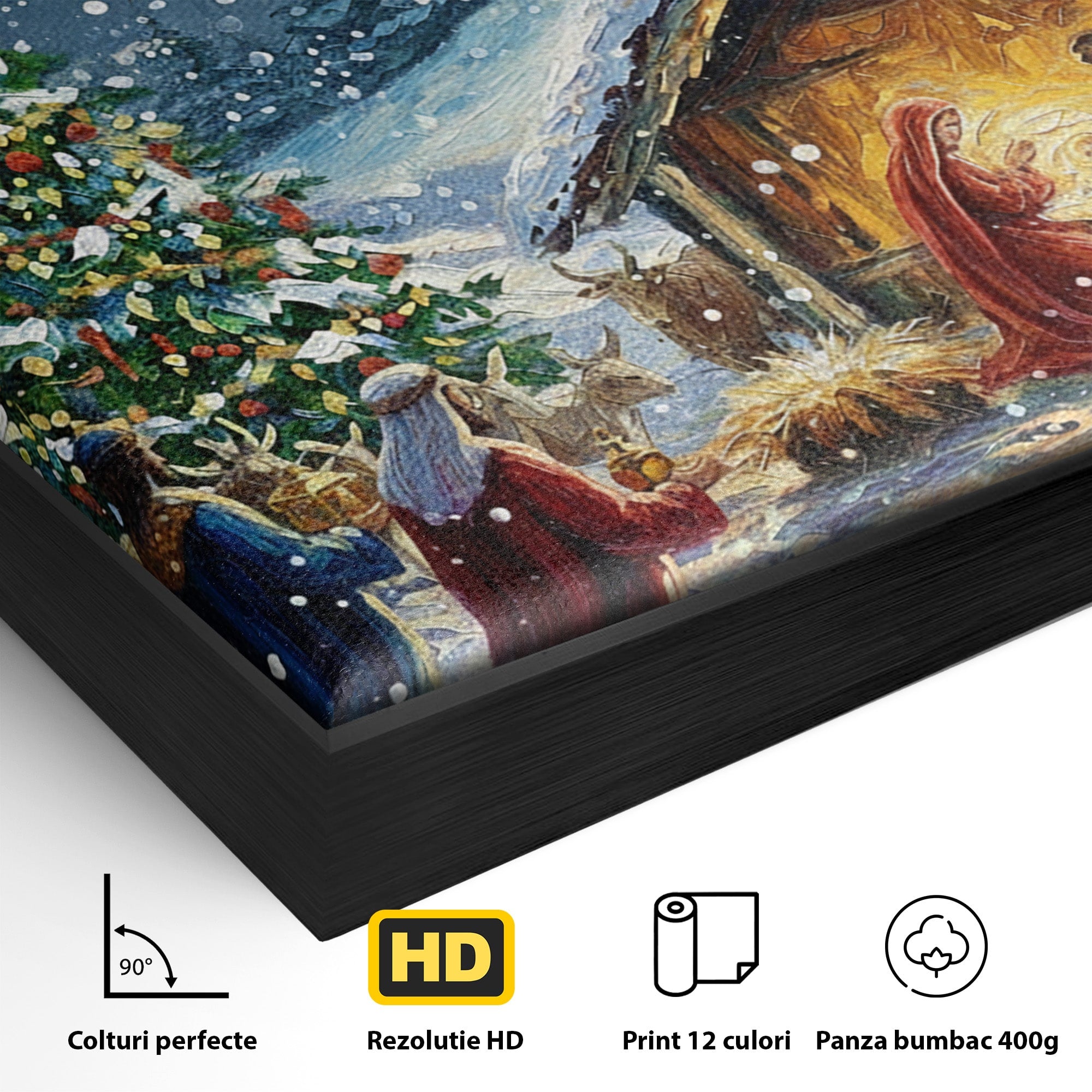 Tablou Canvas Premium LuxCanva® PI1239, Nasterea Domnului, Iarna, Craciun, Hristos, Religios, Living, Dormitor, Culori Vibrante