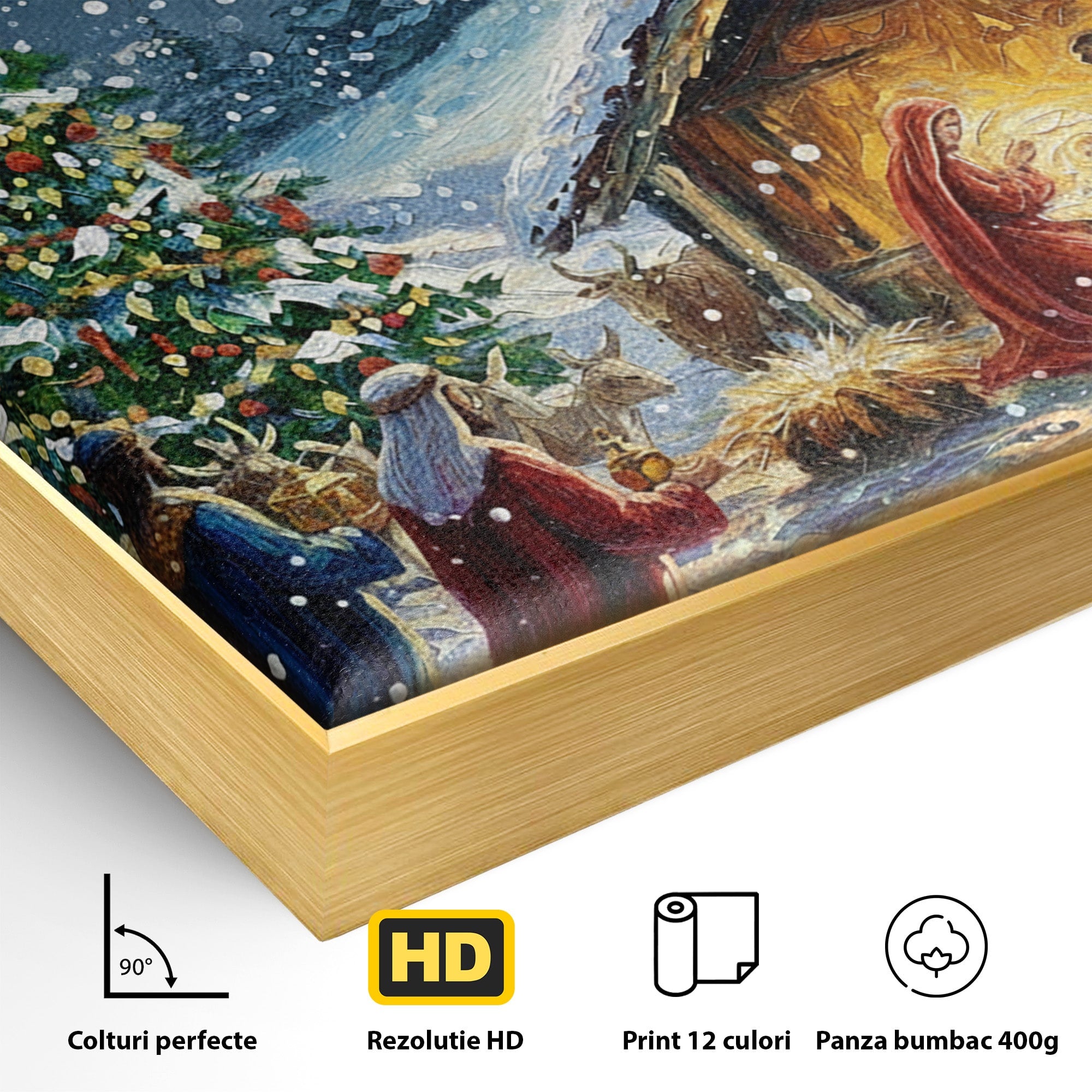 Tablou Canvas Premium LuxCanva® PI1239, Nasterea Domnului, Iarna, Craciun, Hristos, Religios, Living, Dormitor, Culori Vibrante