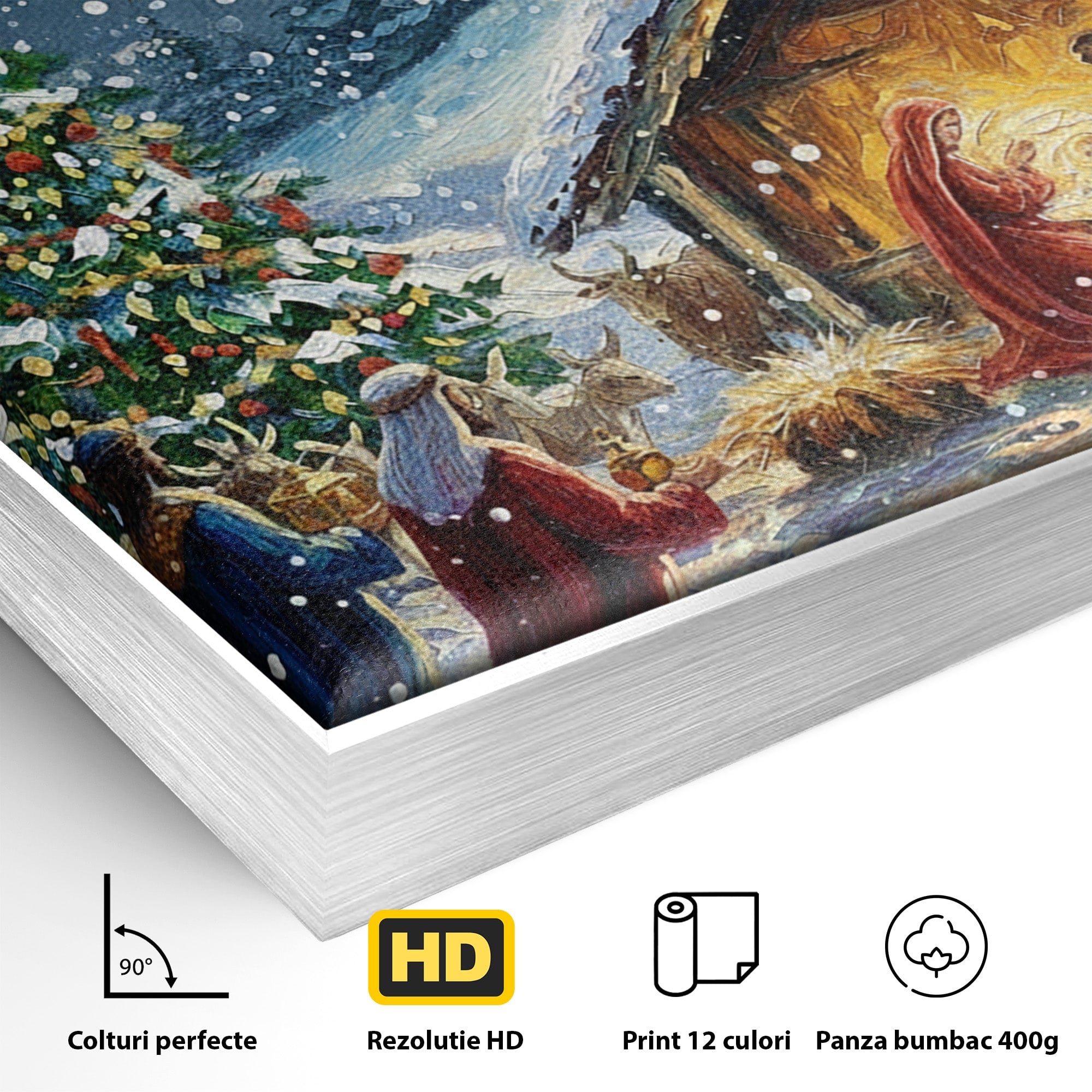 Tablou Canvas Premium LuxCanva® PI1239, Nasterea Domnului, Iarna, Craciun, Hristos, Religios, Living, Dormitor, Culori Vibrante