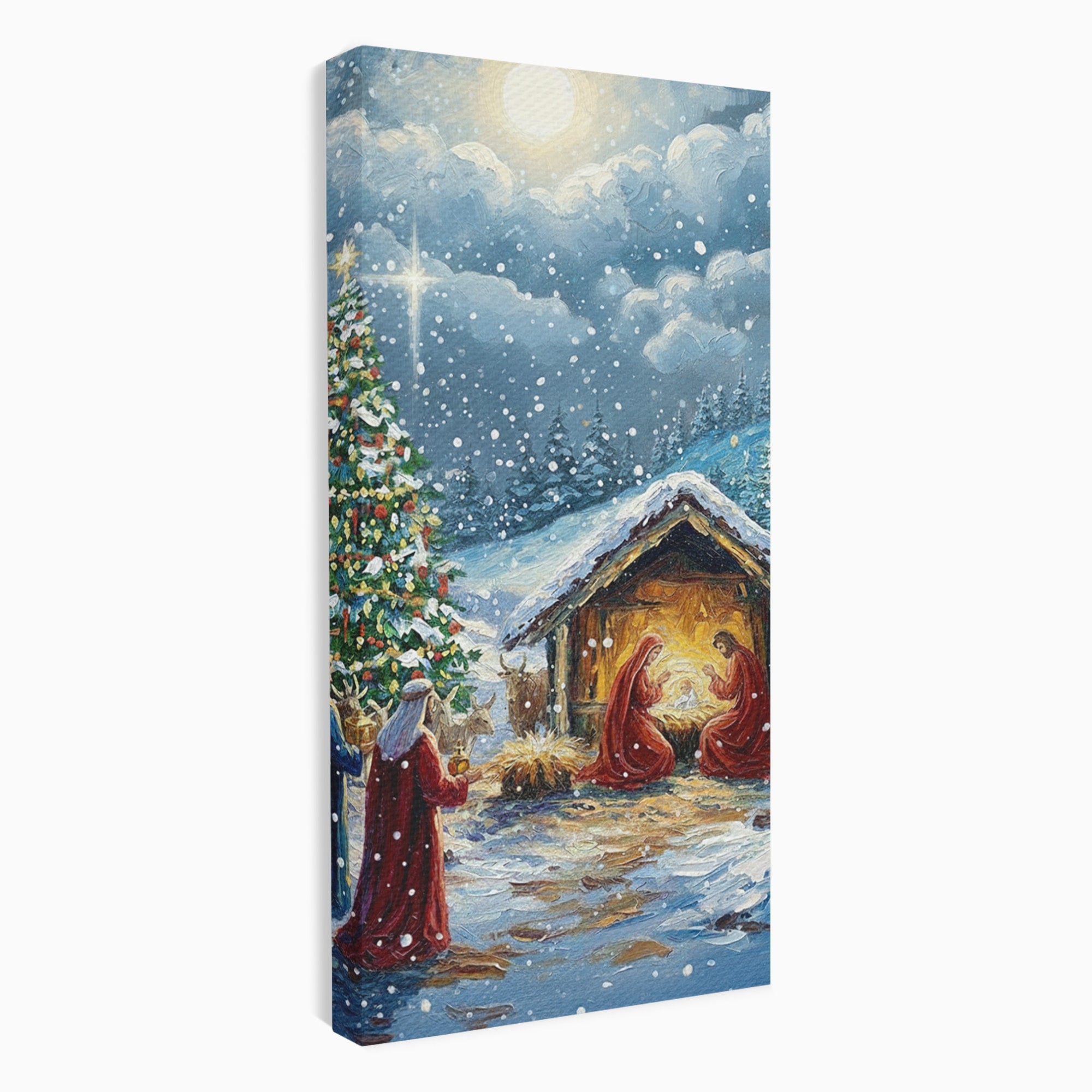 Tablou Canvas Premium LuxCanva® PI1239, Nasterea Domnului, Iarna, Craciun, Hristos, Religios, Living, Dormitor, Culori Vibrante