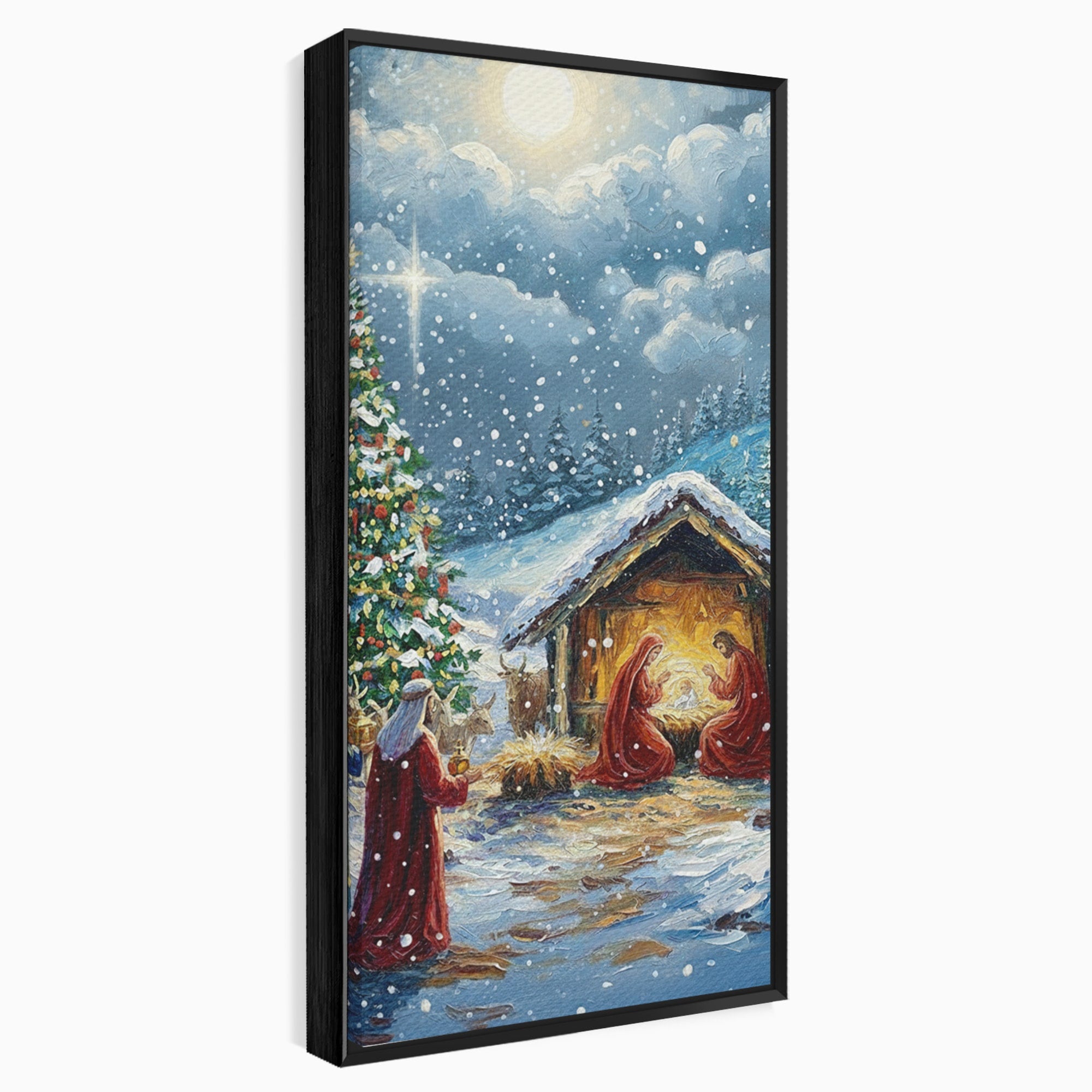 Tablou Canvas Premium LuxCanva® PI1239, Nasterea Domnului, Iarna, Craciun, Hristos, Religios, Living, Dormitor, Culori Vibrante