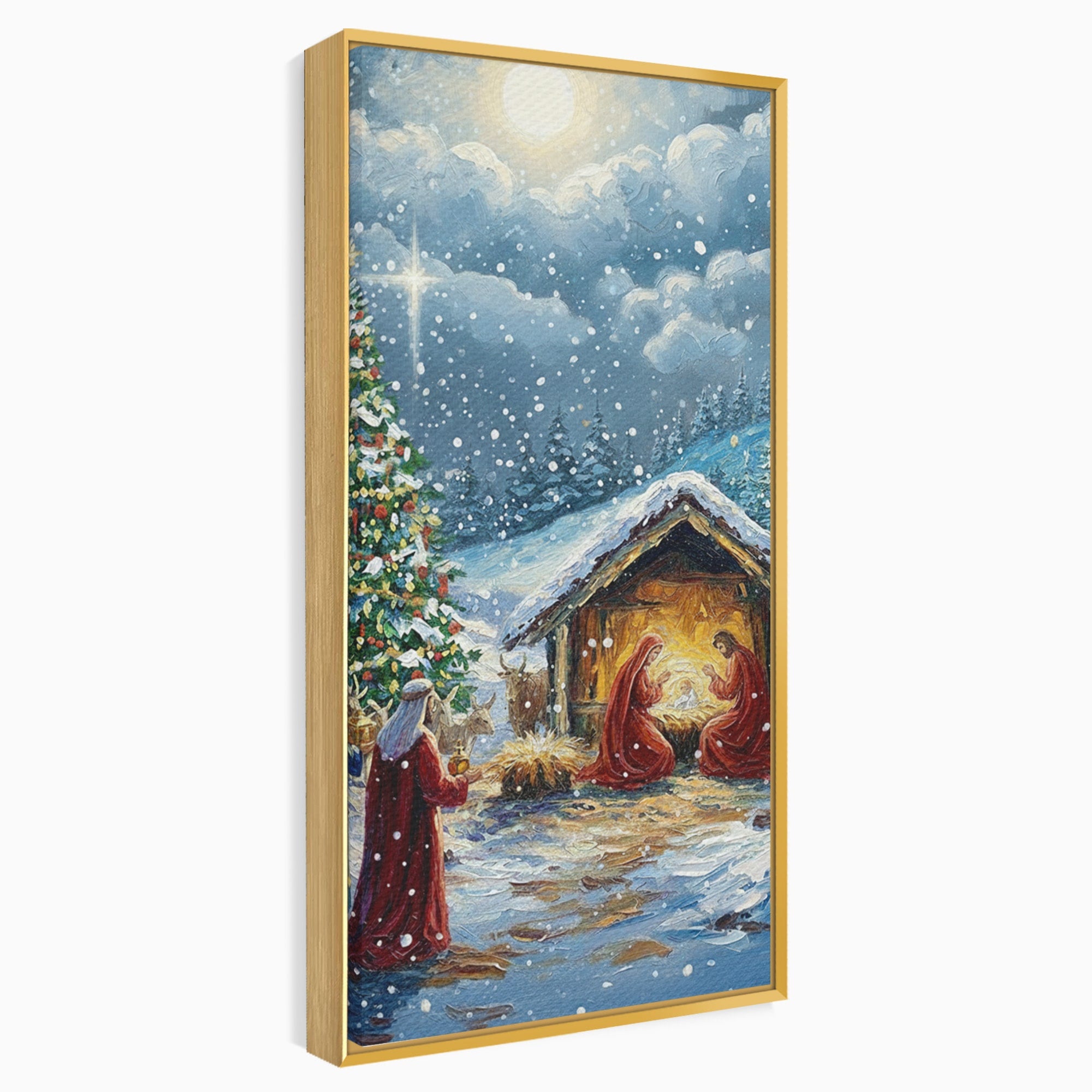 Tablou Canvas Premium LuxCanva® PI1239, Nasterea Domnului, Iarna, Craciun, Hristos, Religios, Living, Dormitor, Culori Vibrante