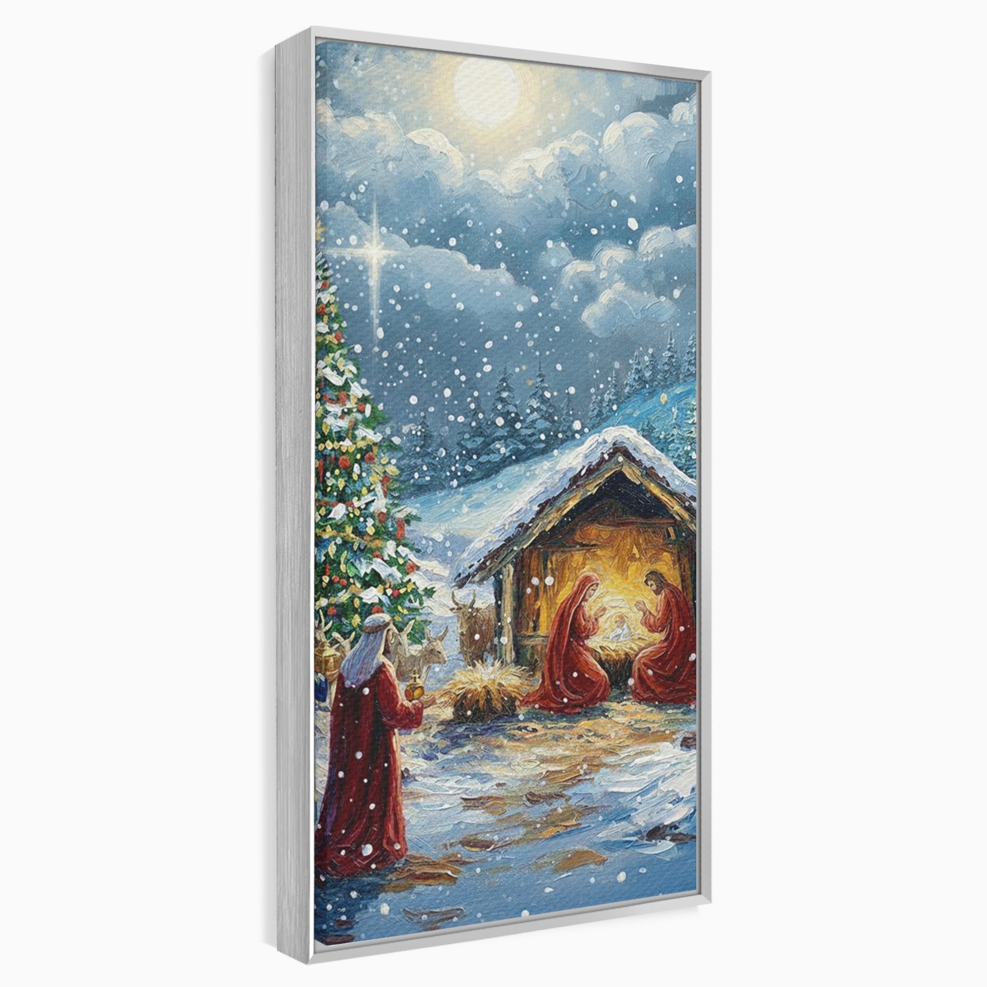 Tablou Canvas Premium LuxCanva® PI1239, Nasterea Domnului, Iarna, Craciun, Hristos, Religios, Living, Dormitor, Culori Vibrante