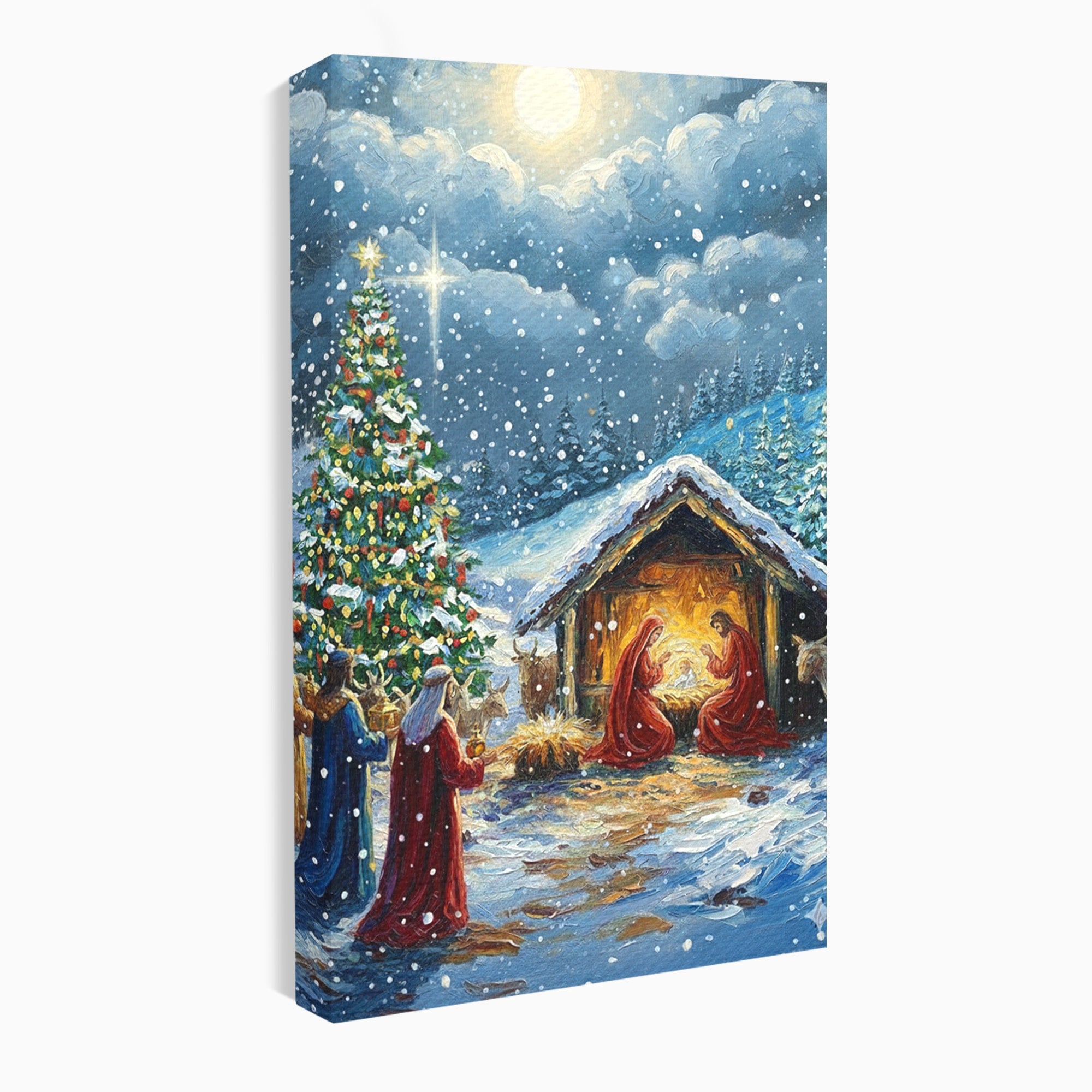 Tablou Canvas Premium LuxCanva® PI1239, Nasterea Domnului, Iarna, Craciun, Hristos, Religios, Living, Dormitor, Culori Vibrante