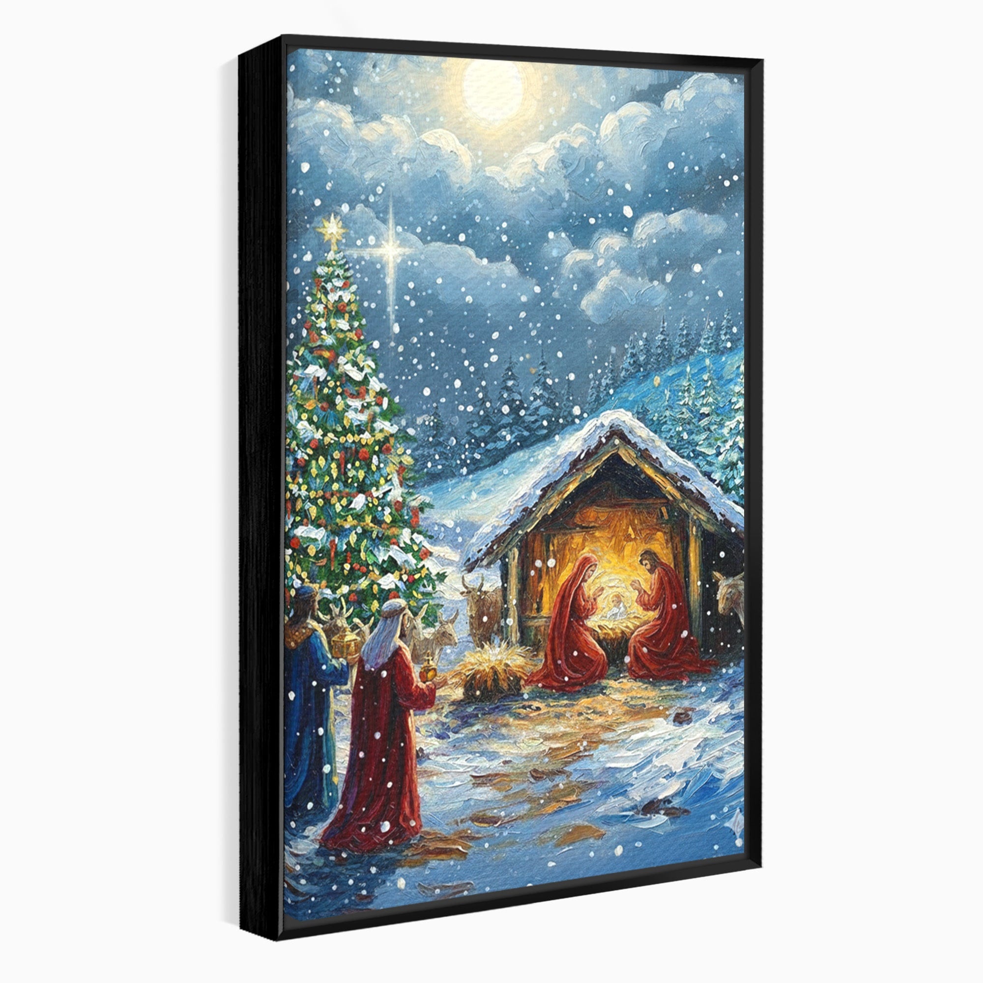 Tablou Canvas Premium LuxCanva® PI1239, Nasterea Domnului, Iarna, Craciun, Hristos, Religios, Living, Dormitor, Culori Vibrante