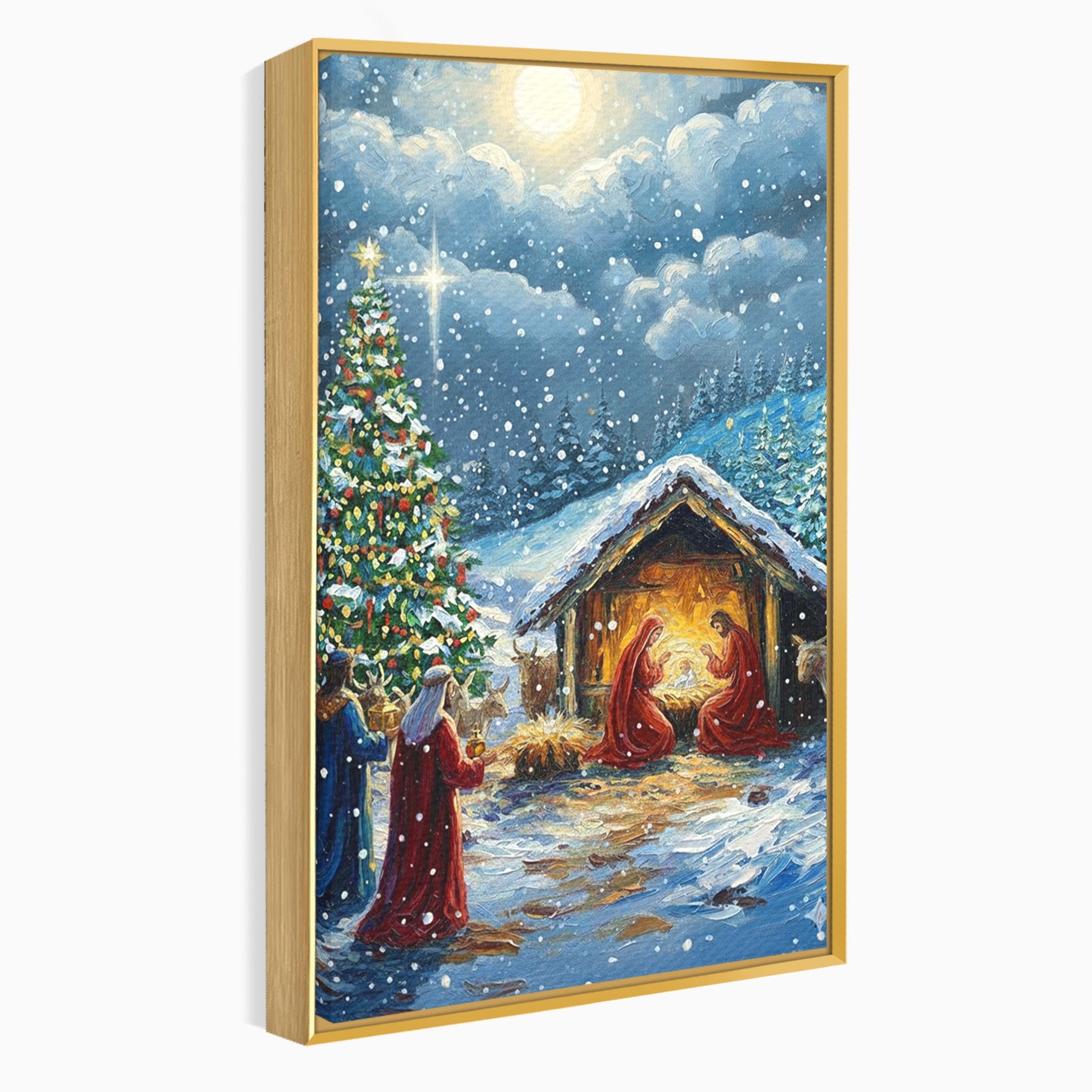 Tablou Canvas Premium LuxCanva® PI1239, Nasterea Domnului, Iarna, Craciun, Hristos, Religios, Living, Dormitor, Culori Vibrante