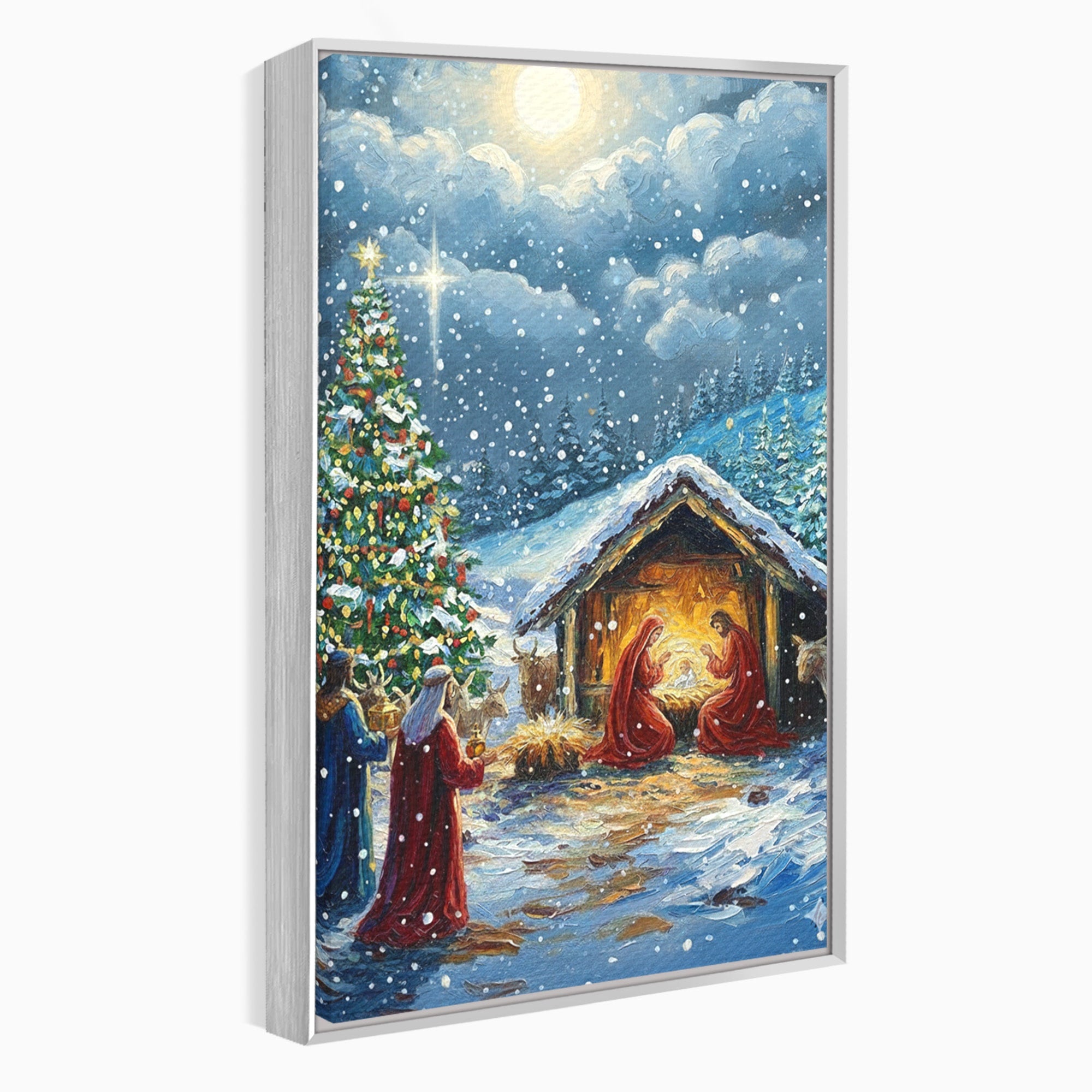 Tablou Canvas Premium LuxCanva® PI1239, Nasterea Domnului, Iarna, Craciun, Hristos, Religios, Living, Dormitor, Culori Vibrante