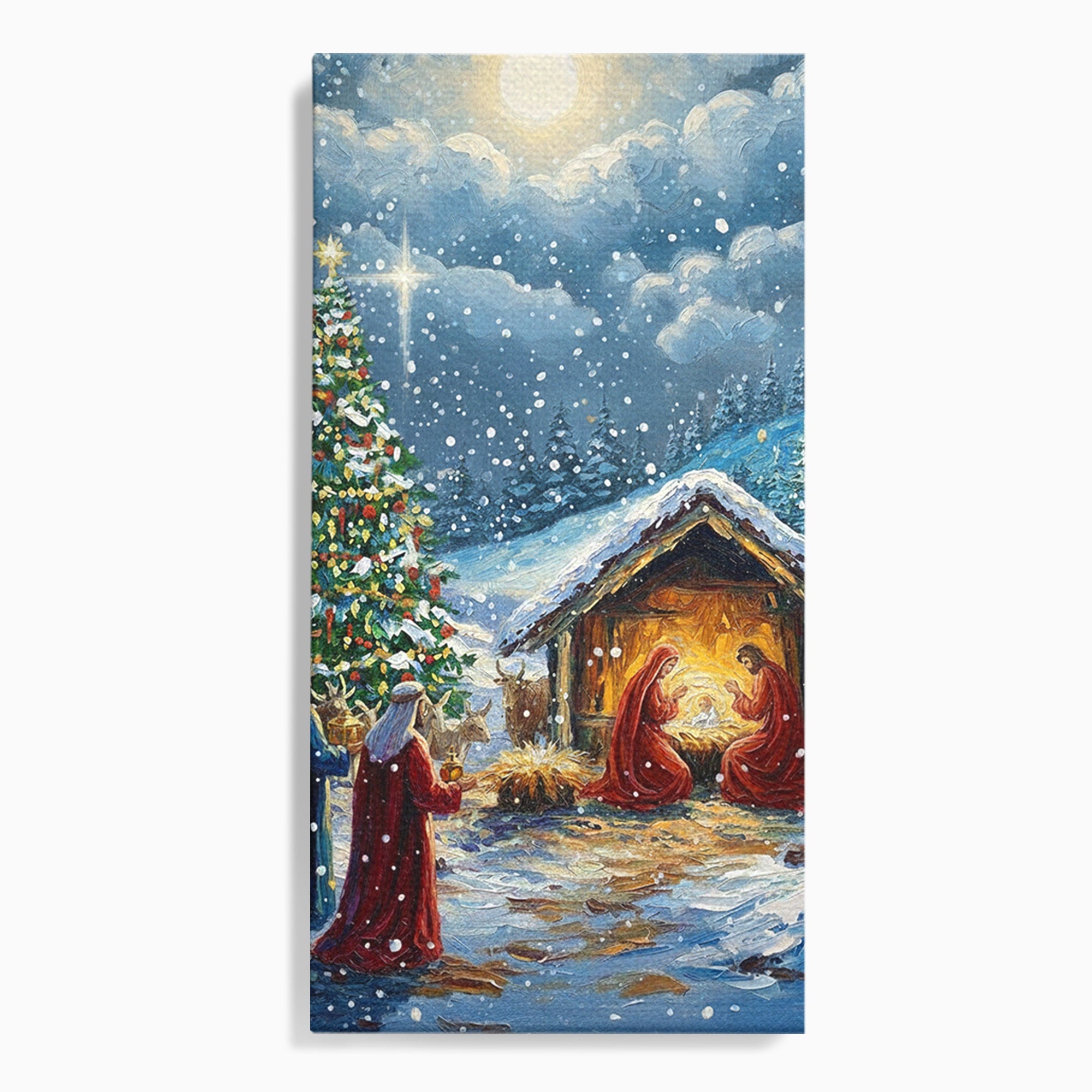 Tablou Canvas Premium LuxCanva® PI1239, Nasterea Domnului, Iarna, Craciun, Hristos, Religios, Living, Dormitor, Culori Vibrante