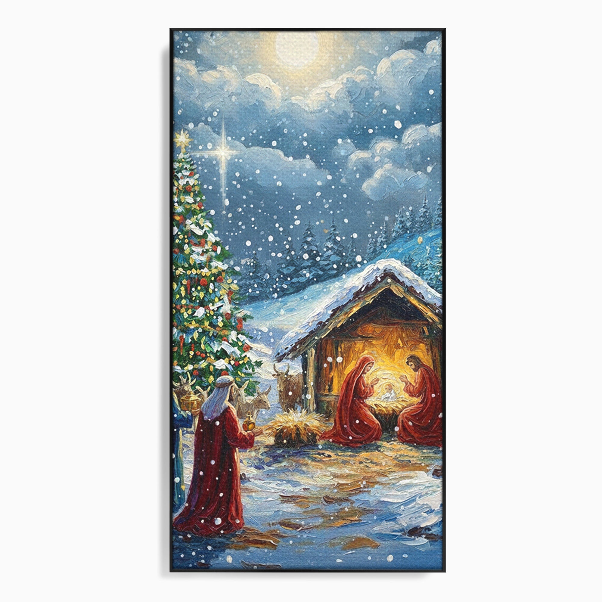 Tablou Canvas Premium LuxCanva® PI1239, Nasterea Domnului, Iarna, Craciun, Hristos, Religios, Living, Dormitor, Culori Vibrante