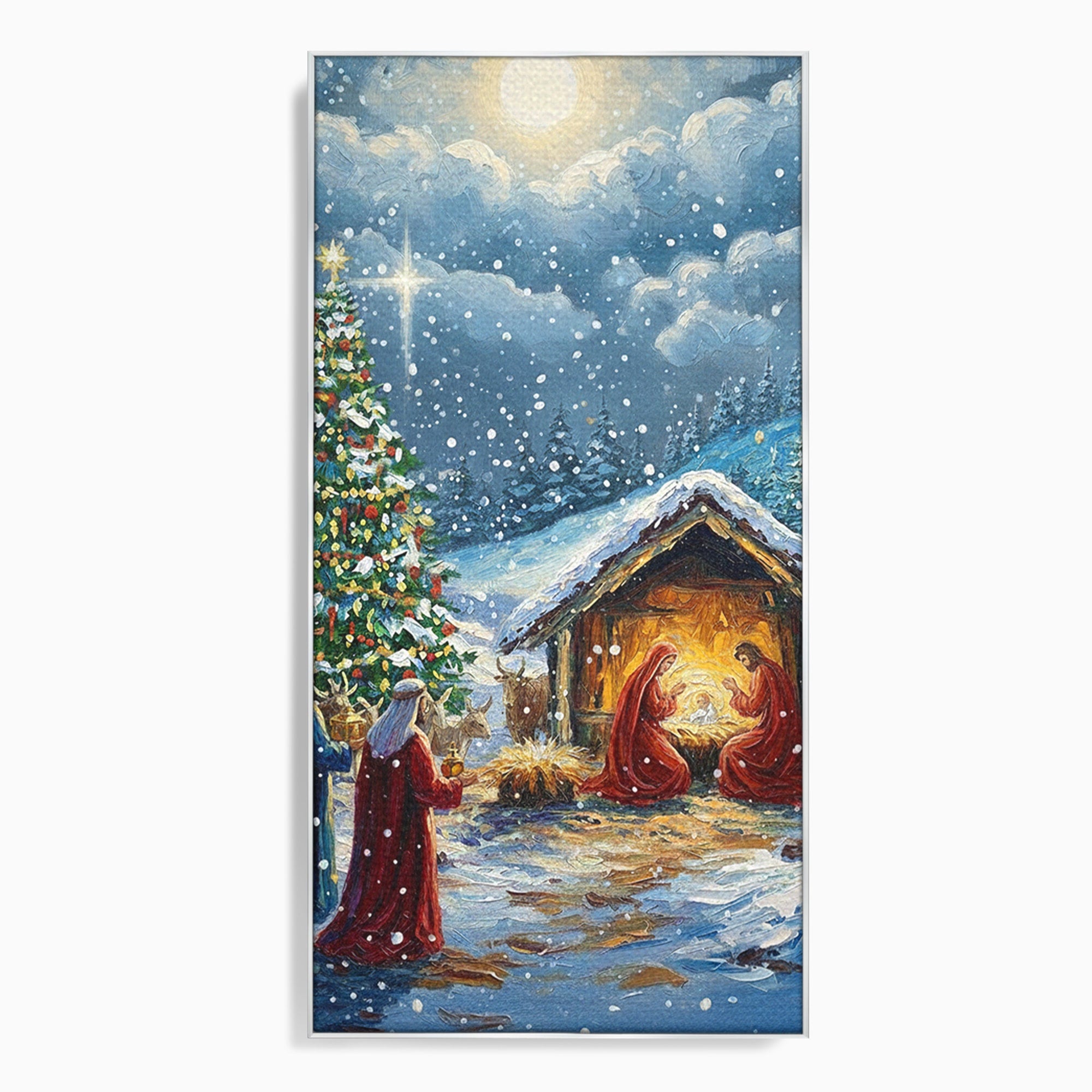 Tablou Canvas Premium LuxCanva® PI1239, Nasterea Domnului, Iarna, Craciun, Hristos, Religios, Living, Dormitor, Culori Vibrante