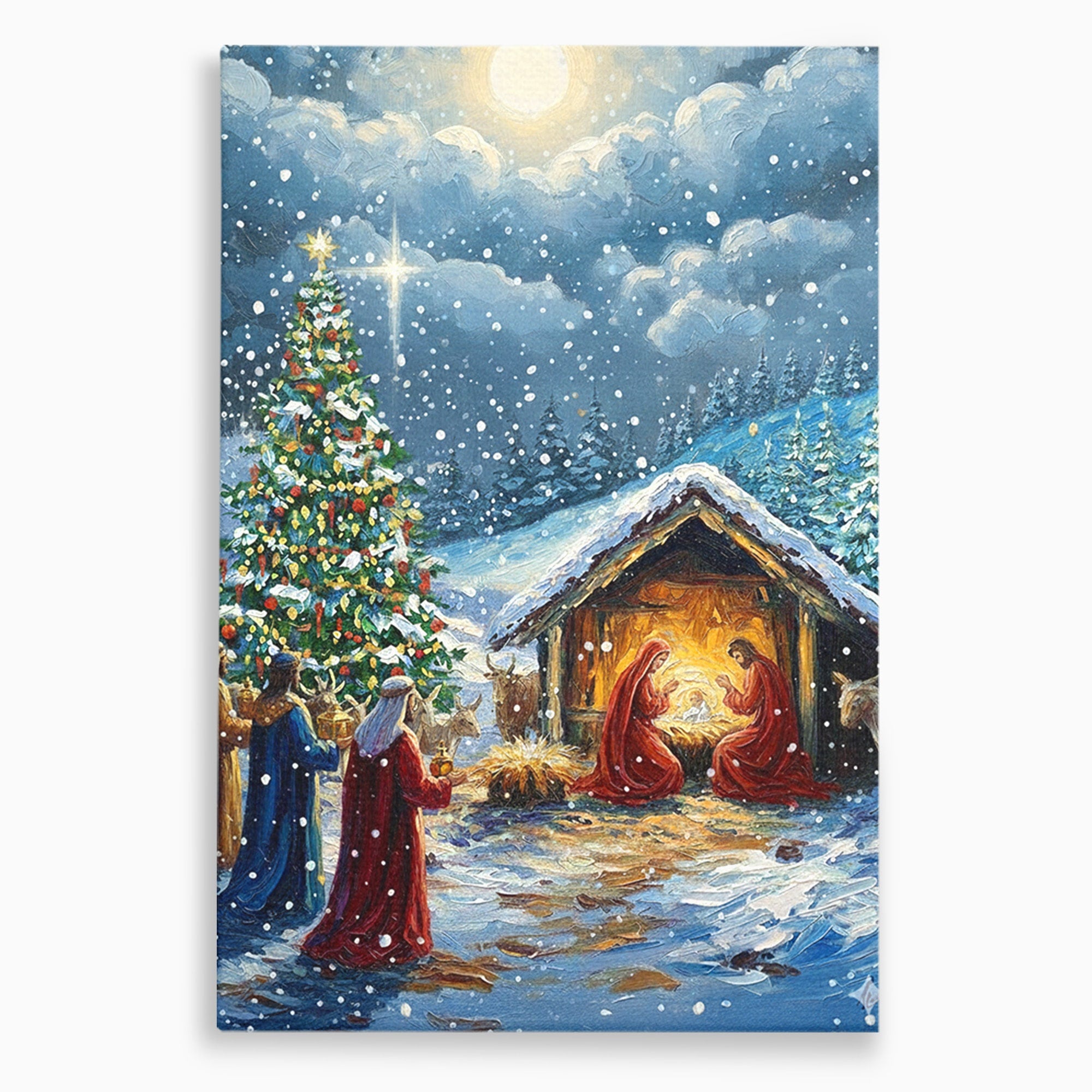 Tablou Canvas Premium LuxCanva® PI1239, Nasterea Domnului, Iarna, Craciun, Hristos, Religios, Living, Dormitor, Culori Vibrante