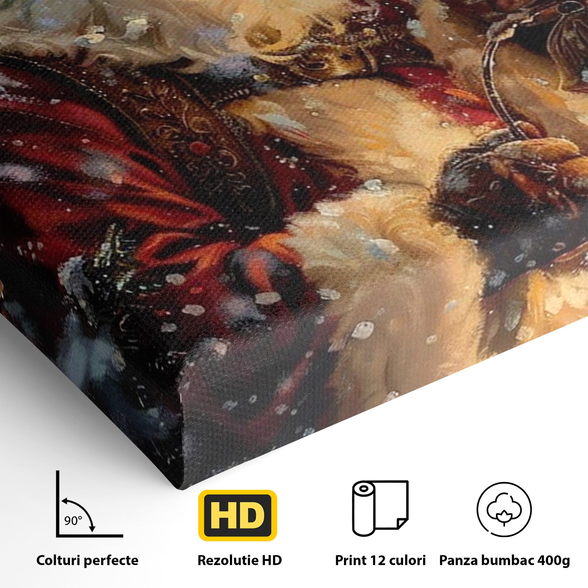 Tablou Canvas Premium LuxCanva® PI1240, Mos Craciun Cu Felinar, Barba, Copilarie, Sarbatori, Magie, Living, Culori Vibrante