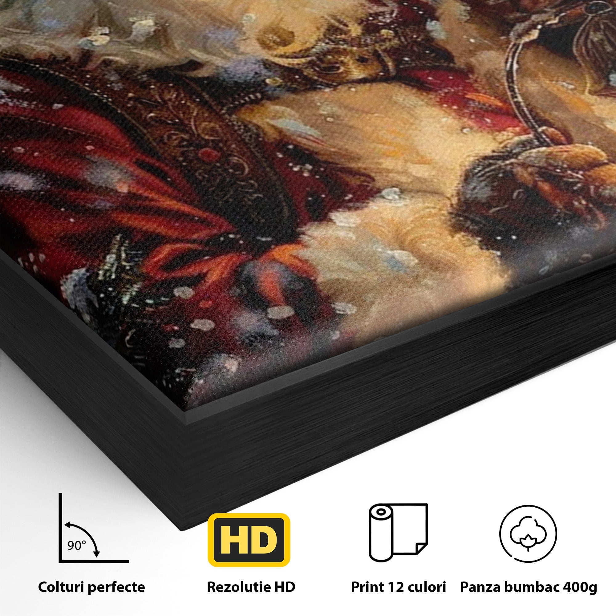 Tablou Canvas Premium LuxCanva® PI1240, Mos Craciun Cu Felinar, Barba, Copilarie, Sarbatori, Magie, Living, Culori Vibrante