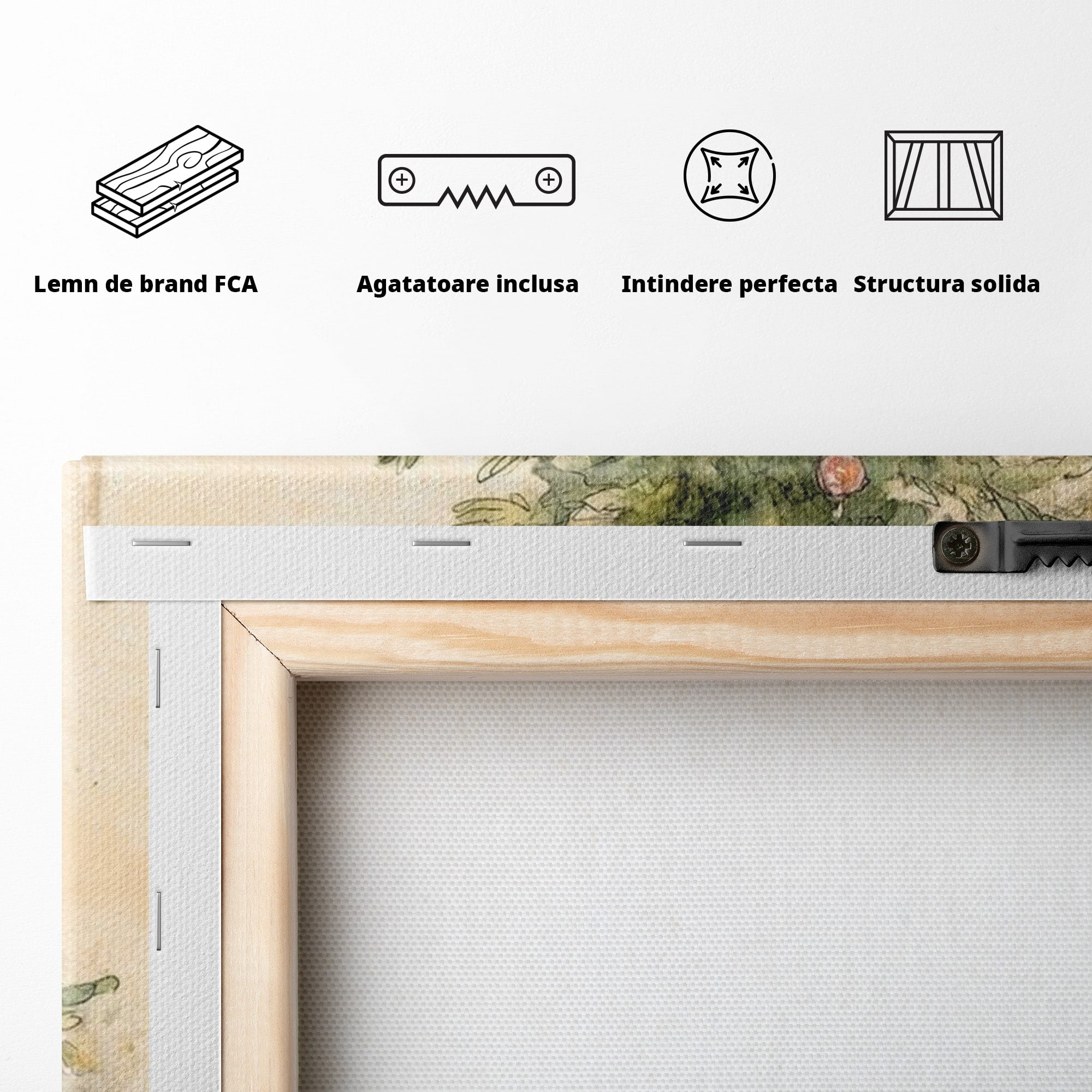 Tablou Canvas Premium LuxCanva® PI1241, Craciun Fericit, Plus, Brad, Cadouri, Ursulet, Living, Culori Vibrante