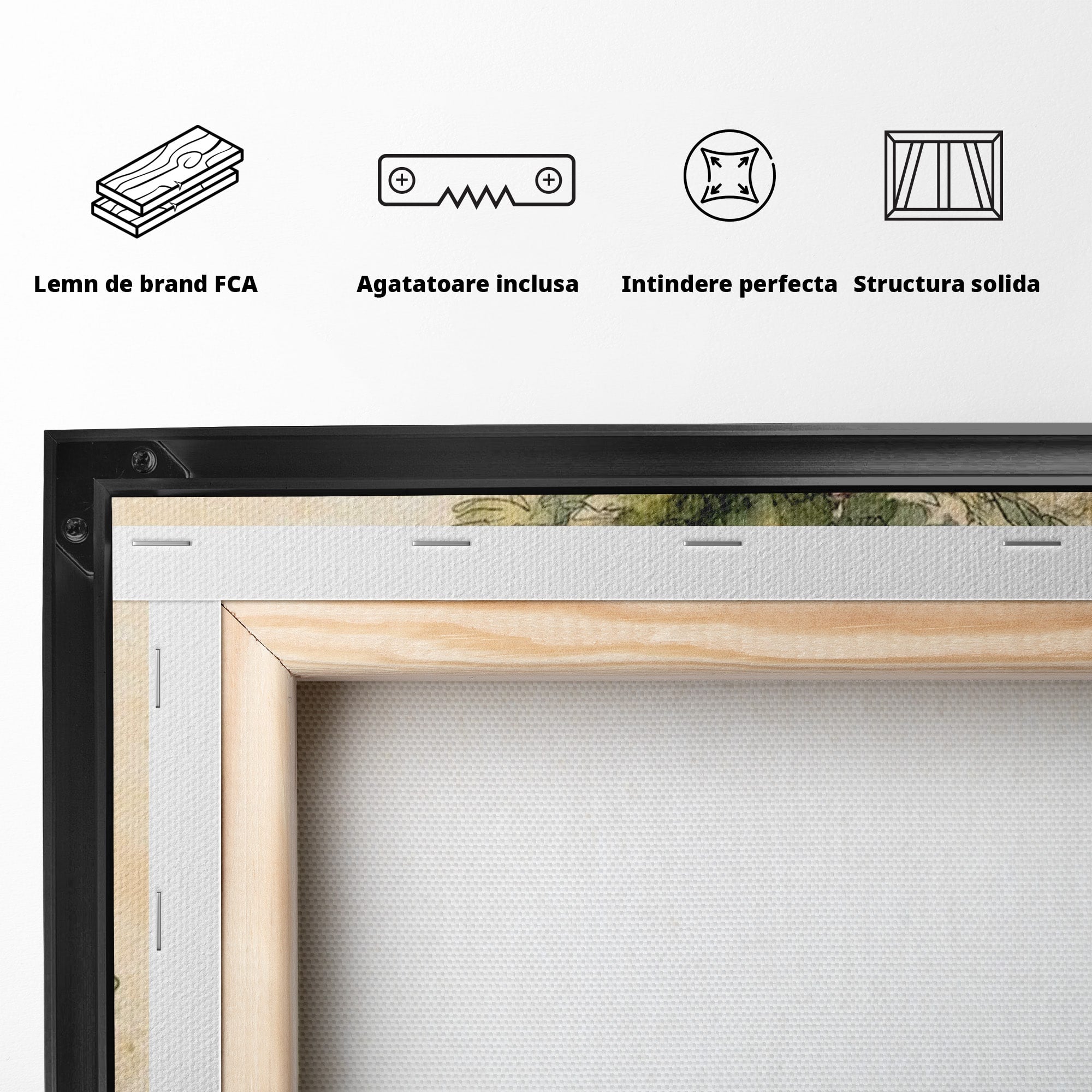 Tablou Canvas Premium LuxCanva® PI1241, Craciun Fericit, Plus, Brad, Cadouri, Ursulet, Living, Culori Vibrante