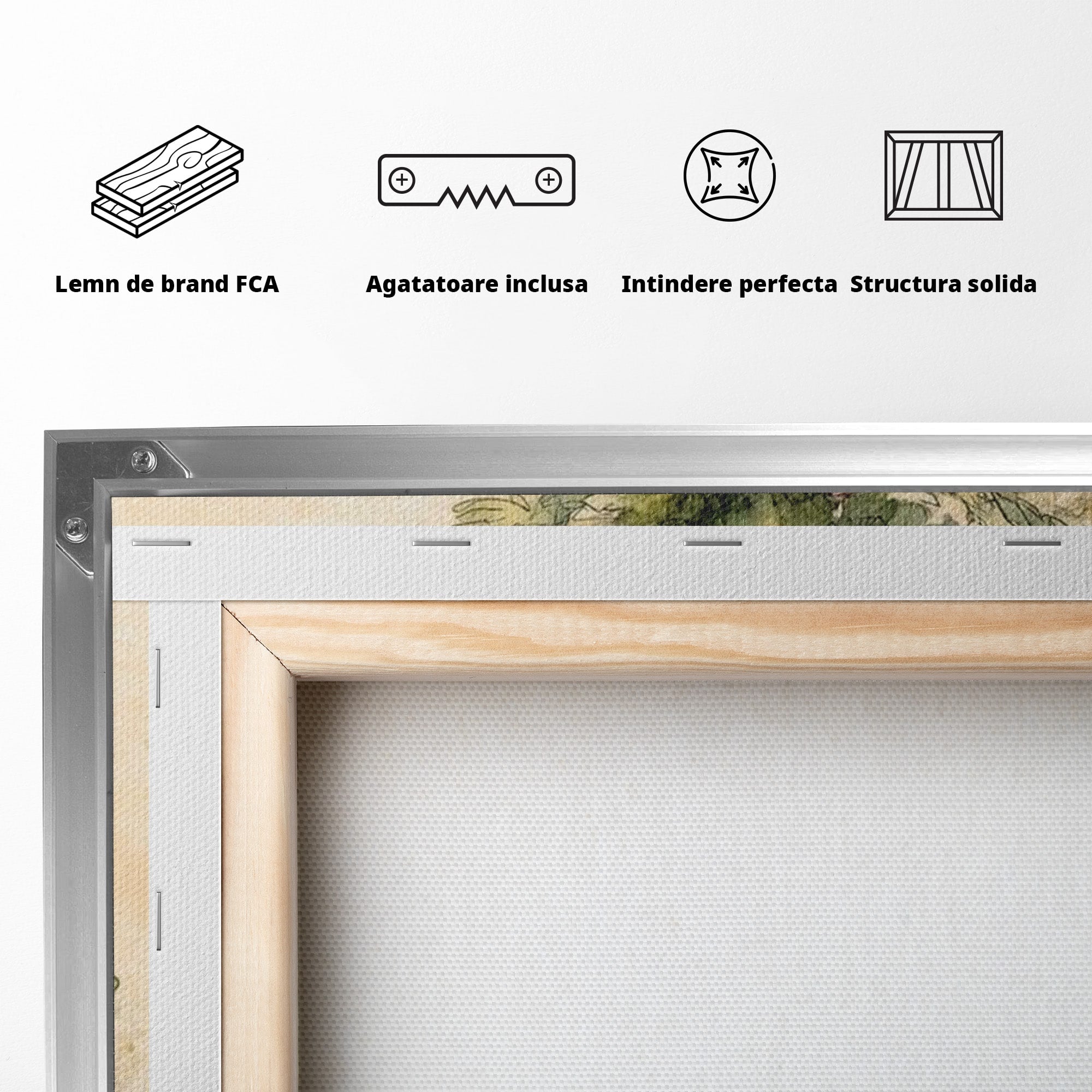 Tablou Canvas Premium LuxCanva® PI1241, Craciun Fericit, Plus, Brad, Cadouri, Ursulet, Living, Culori Vibrante
