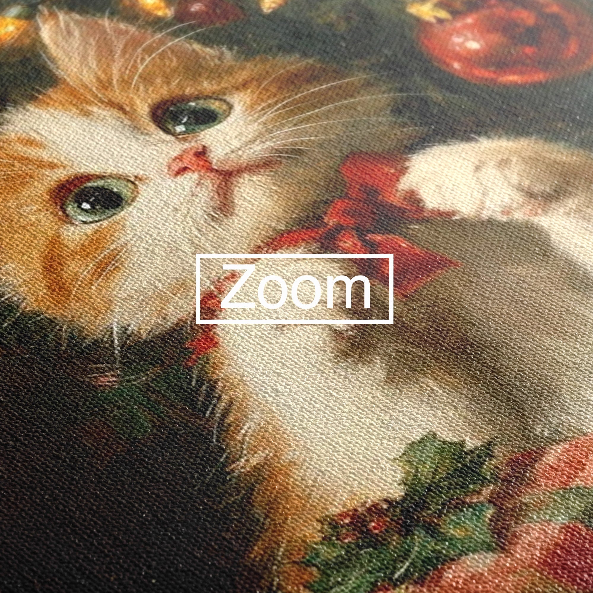 Tablou Canvas Premium LuxCanva® PI1242, Pisicuta De Craciun,Labute, Felina, Cadouri, Brad, Living, Culori Vibrante