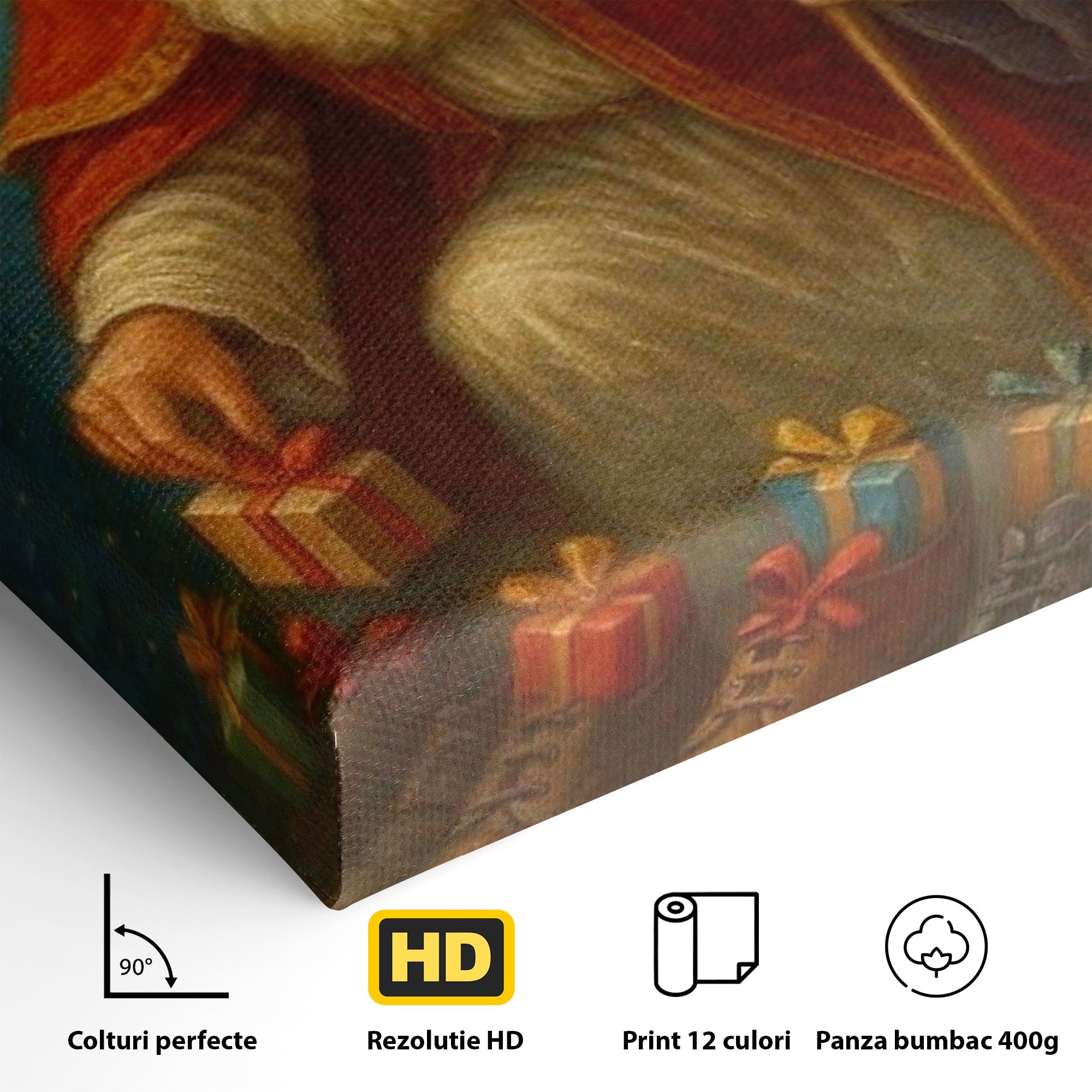 Tablou Canvas Premium LuxCanva® PI1243, Mos Nicolae, Ghetute, Cadouri, Sarbatori, Traditie, Living, Culori Vibrante