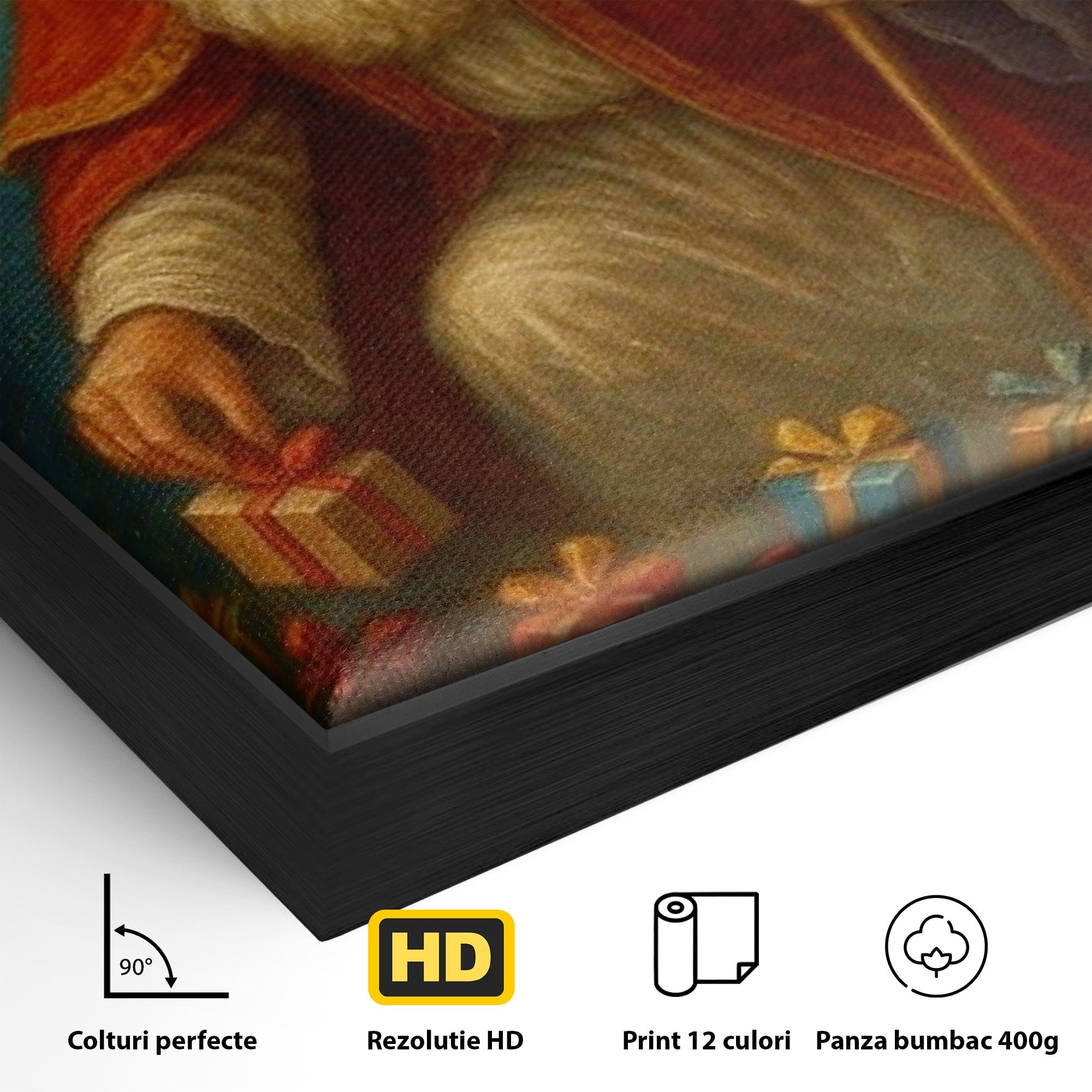 Tablou Canvas Premium LuxCanva® PI1243, Mos Nicolae, Ghetute, Cadouri, Sarbatori, Traditie, Living, Culori Vibrante