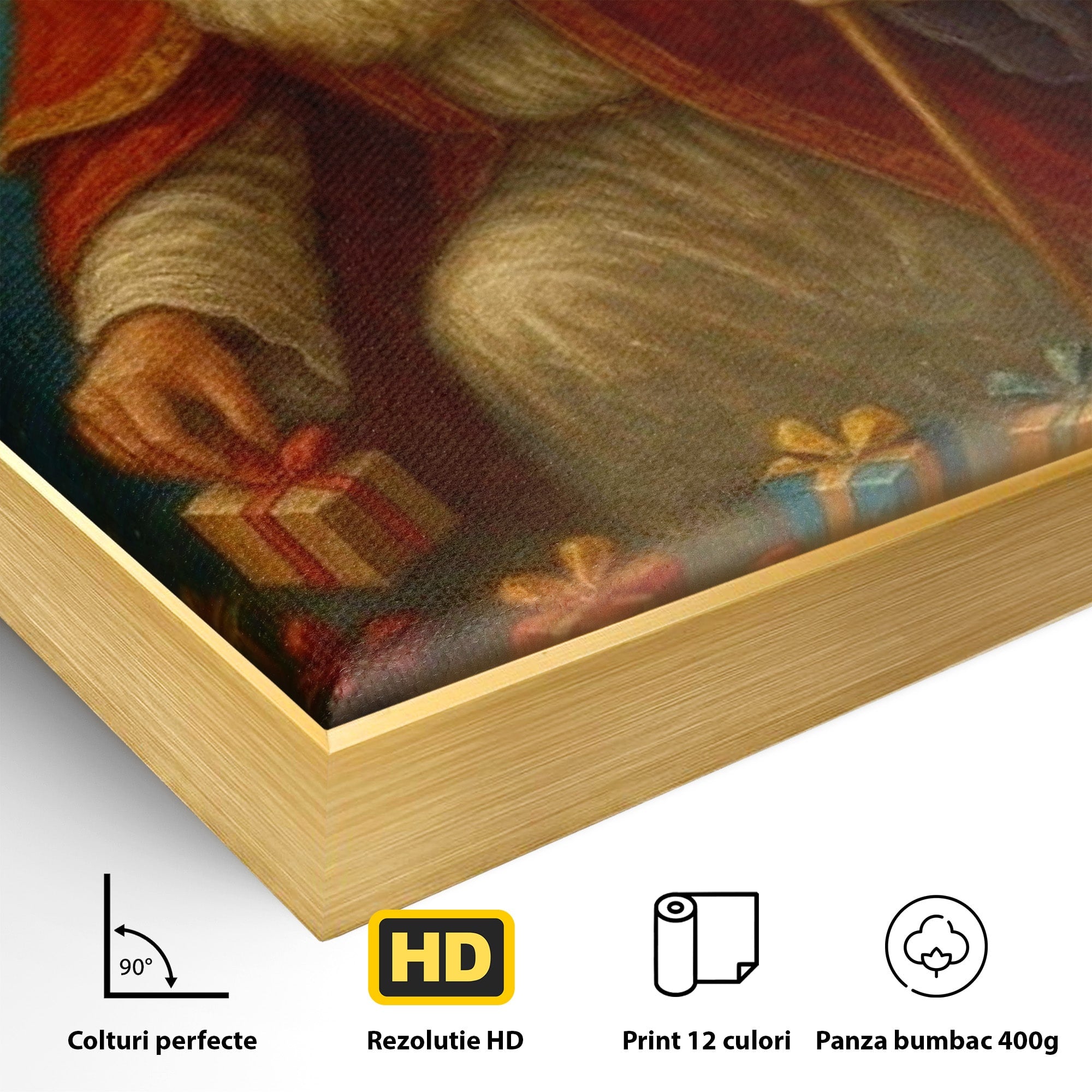 Tablou Canvas Premium LuxCanva® PI1243, Mos Nicolae, Ghetute, Cadouri, Sarbatori, Traditie, Living, Culori Vibrante