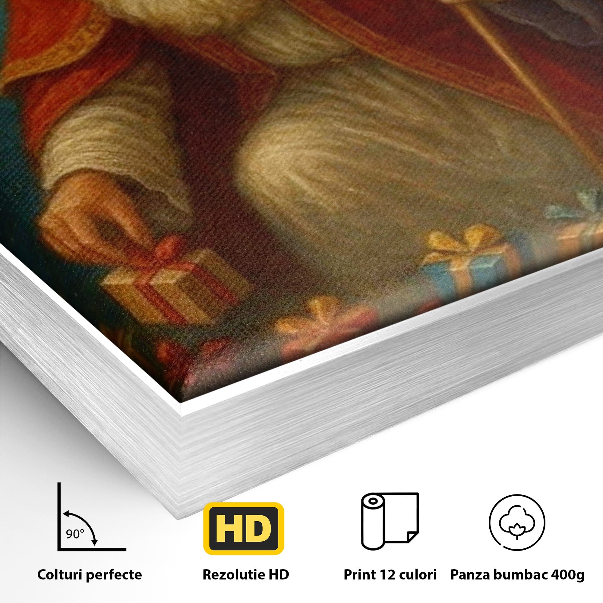 Tablou Canvas Premium LuxCanva® PI1243, Mos Nicolae, Ghetute, Cadouri, Sarbatori, Traditie, Living, Culori Vibrante
