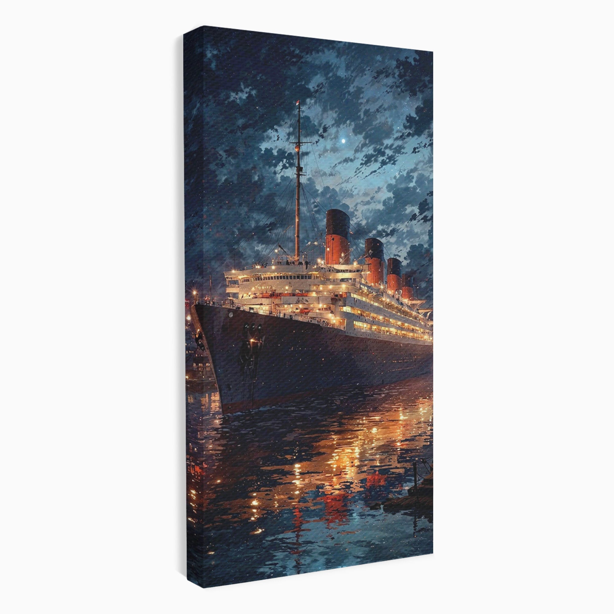 Tablou Canvas Premium LuxCanva® PI1244, Titanic In Noapte, Vapor, Ocean, Reflectii, Marina, Living, Culori Vibrante