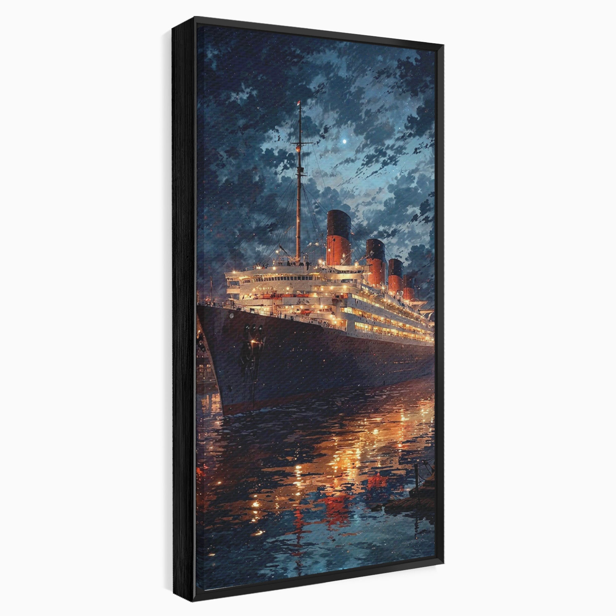 Tablou Canvas Premium LuxCanva® PI1244, Titanic In Noapte, Vapor, Ocean, Reflectii, Marina, Living, Culori Vibrante
