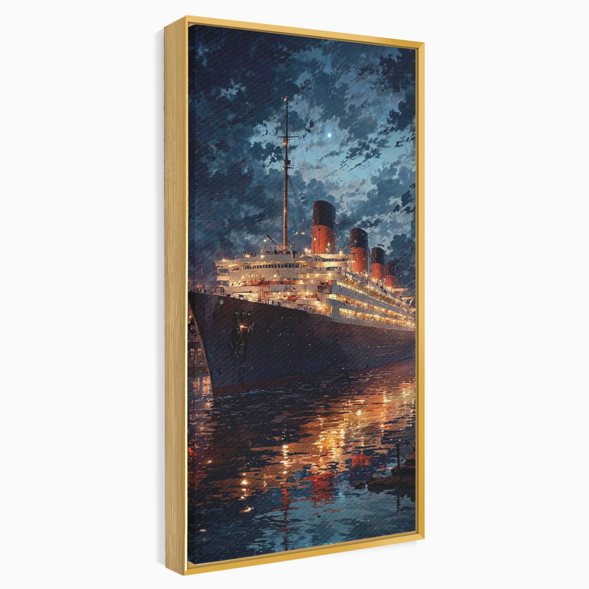 Tablou Canvas Premium LuxCanva® PI1244, Titanic In Noapte, Vapor, Ocean, Reflectii, Marina, Living, Culori Vibrante