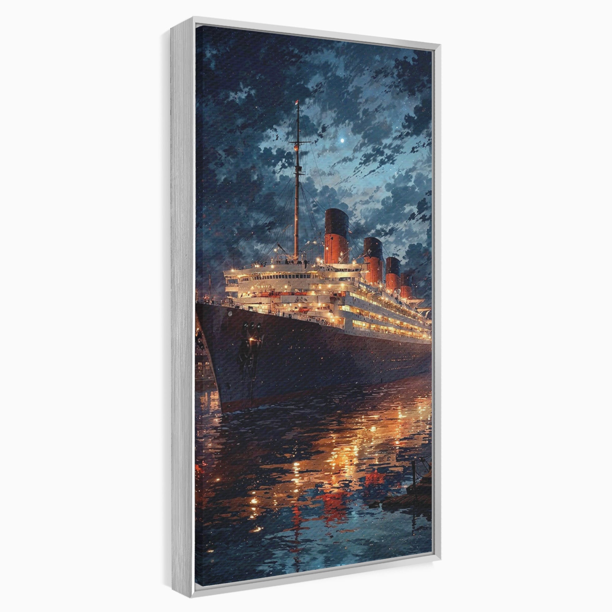 Tablou Canvas Premium LuxCanva® PI1244, Titanic In Noapte, Vapor, Ocean, Reflectii, Marina, Living, Culori Vibrante