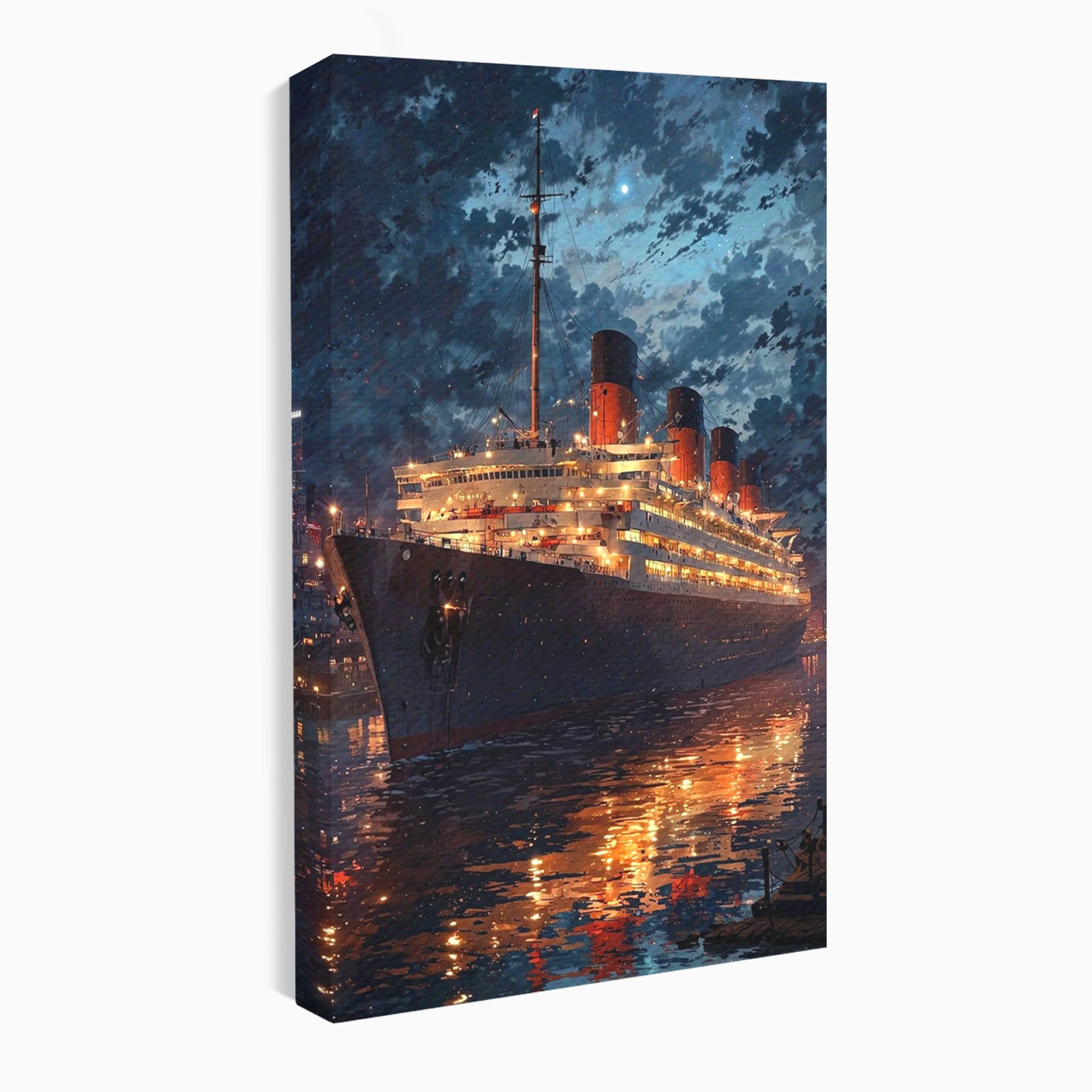 Tablou Canvas Premium LuxCanva® PI1244, Titanic In Noapte, Vapor, Ocean, Reflectii, Marina, Living, Culori Vibrante
