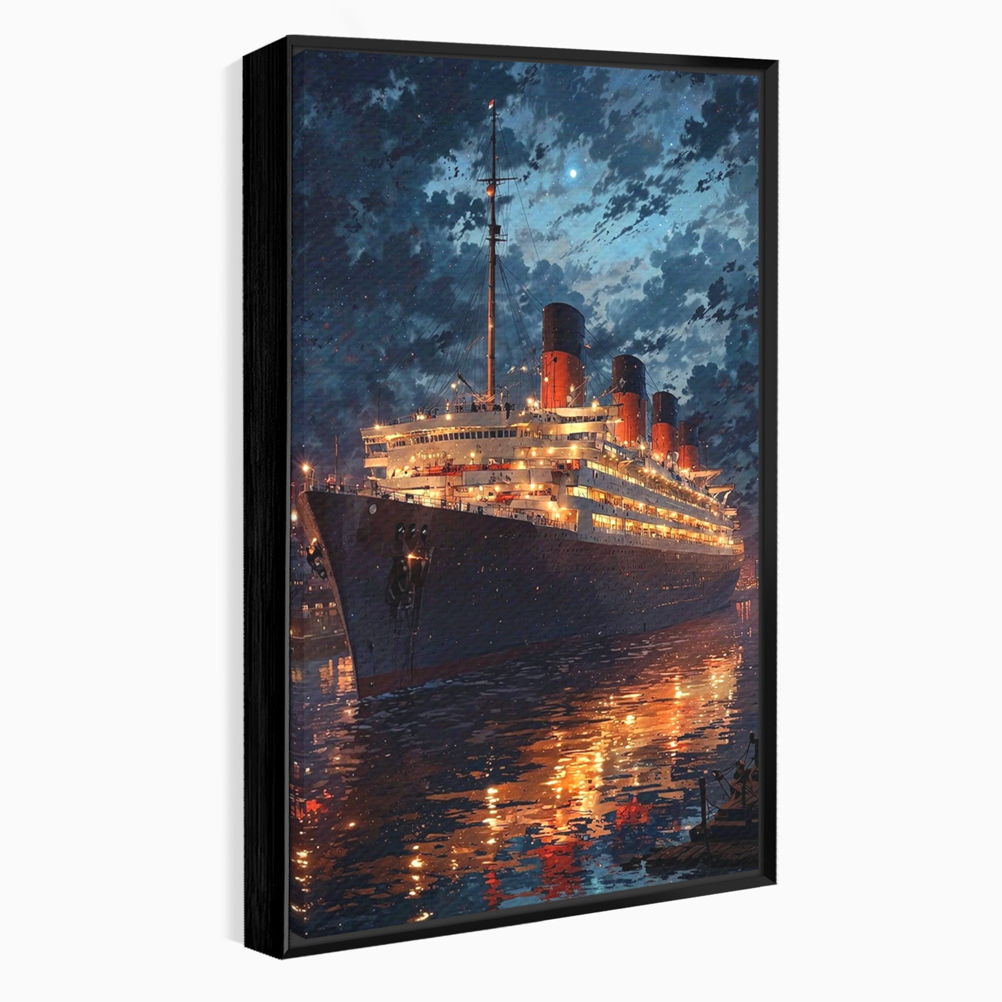 Tablou Canvas Premium LuxCanva® PI1244, Titanic In Noapte, Vapor, Ocean, Reflectii, Marina, Living, Culori Vibrante