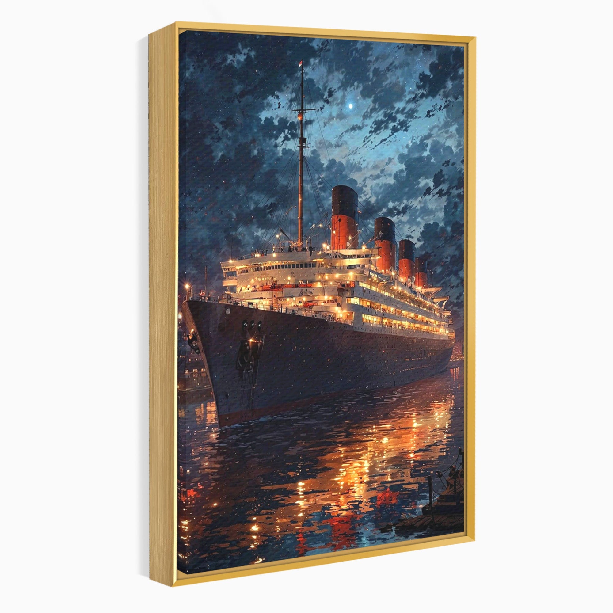 Tablou Canvas Premium LuxCanva® PI1244, Titanic In Noapte, Vapor, Ocean, Reflectii, Marina, Living, Culori Vibrante