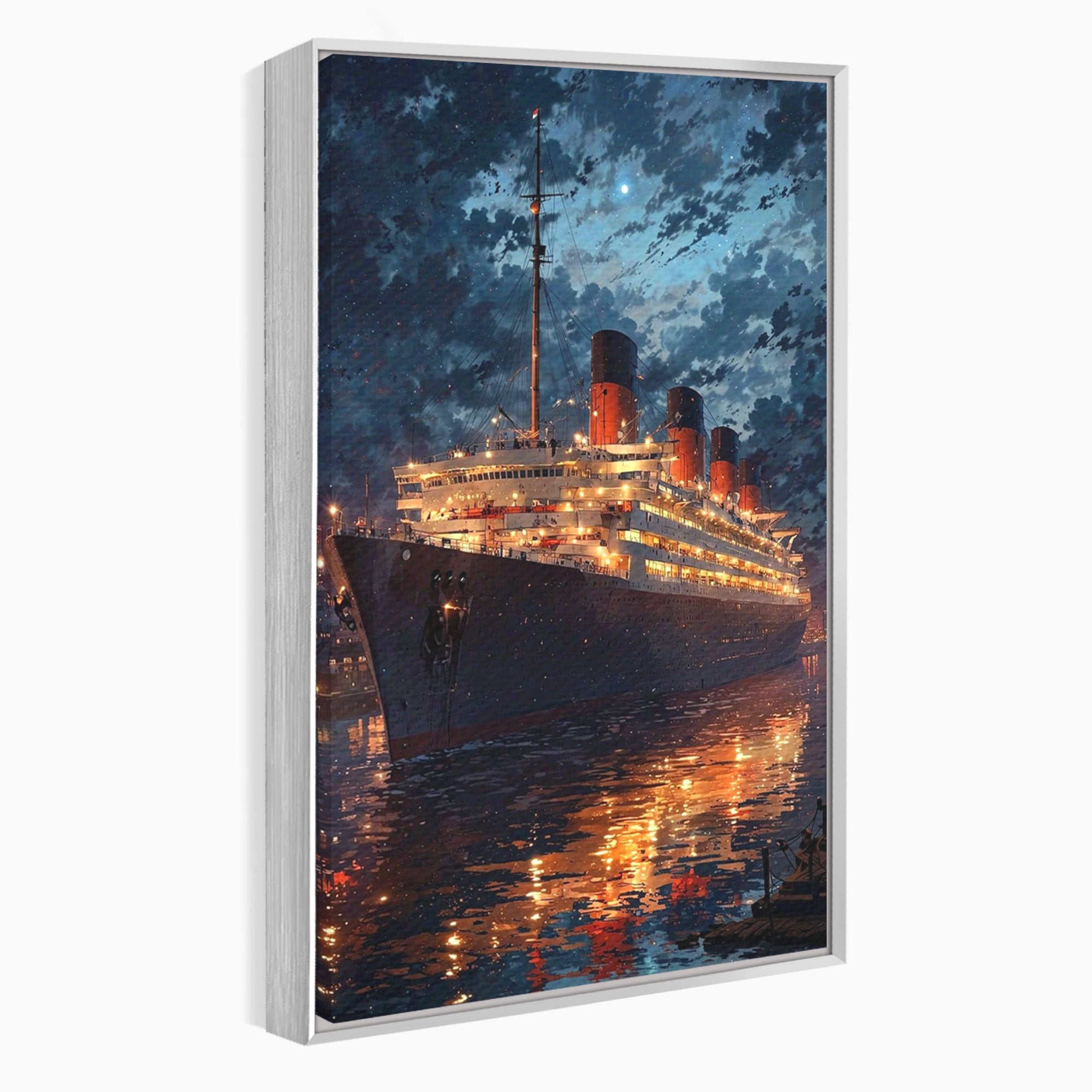 Tablou Canvas Premium LuxCanva® PI1244, Titanic In Noapte, Vapor, Ocean, Reflectii, Marina, Living, Culori Vibrante