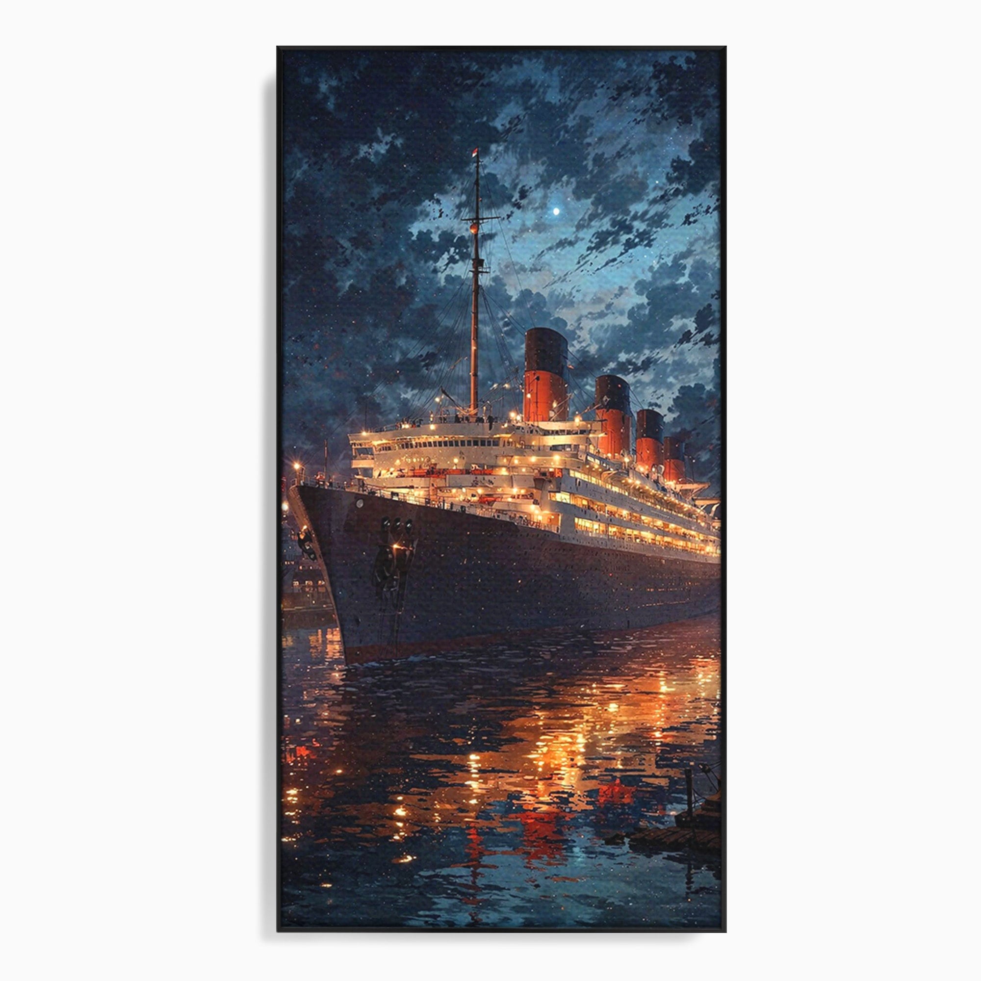 Tablou Canvas Premium LuxCanva® PI1244, Titanic In Noapte, Vapor, Ocean, Reflectii, Marina, Living, Culori Vibrante