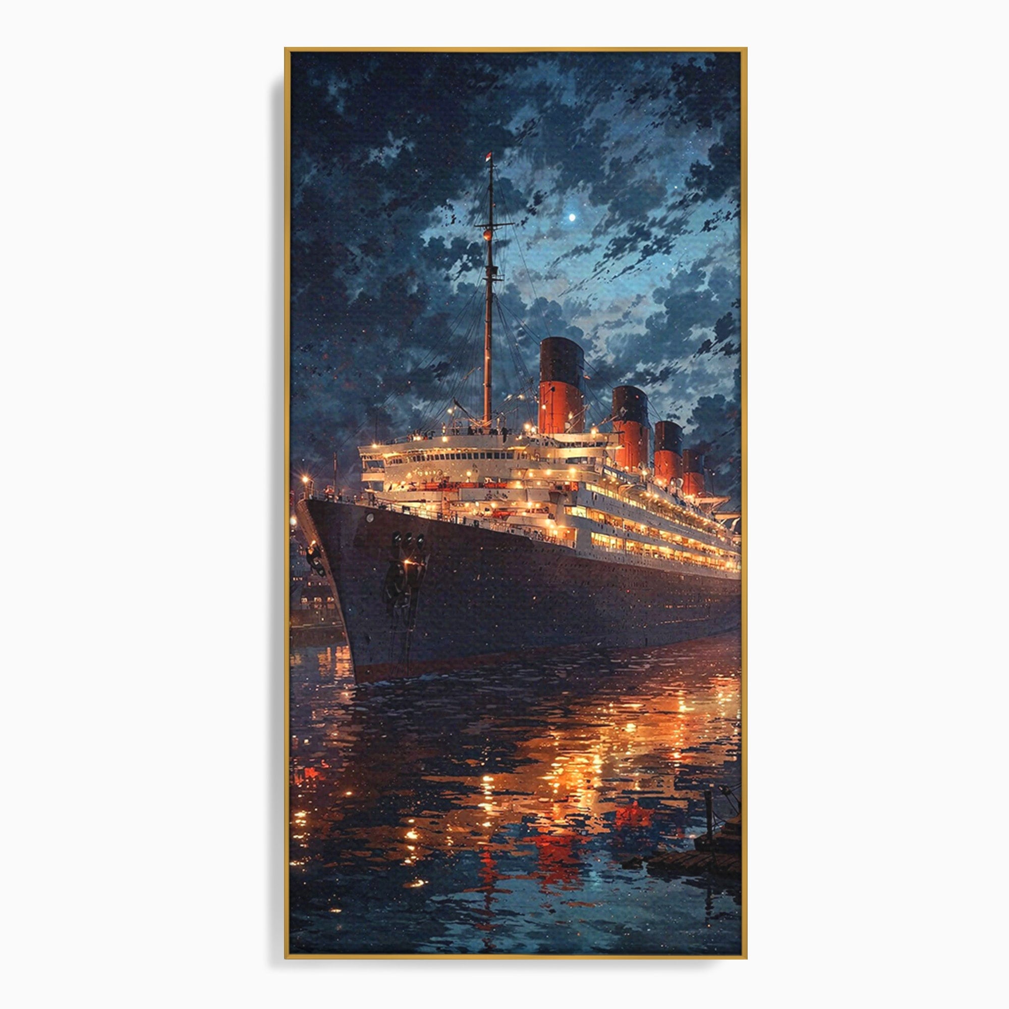 Tablou Canvas Premium LuxCanva® PI1244, Titanic In Noapte, Vapor, Ocean, Reflectii, Marina, Living, Culori Vibrante