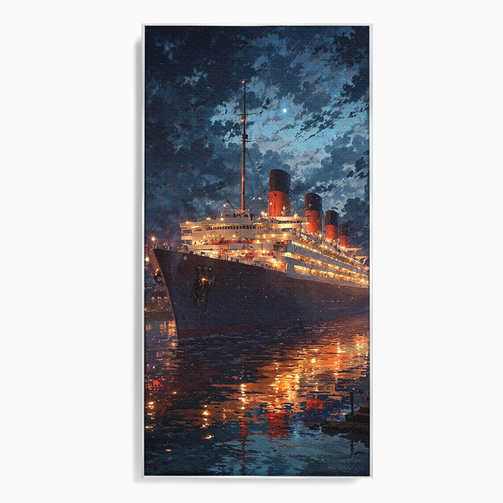 Tablou Canvas Premium LuxCanva® PI1244, Titanic In Noapte, Vapor, Ocean, Reflectii, Marina, Living, Culori Vibrante