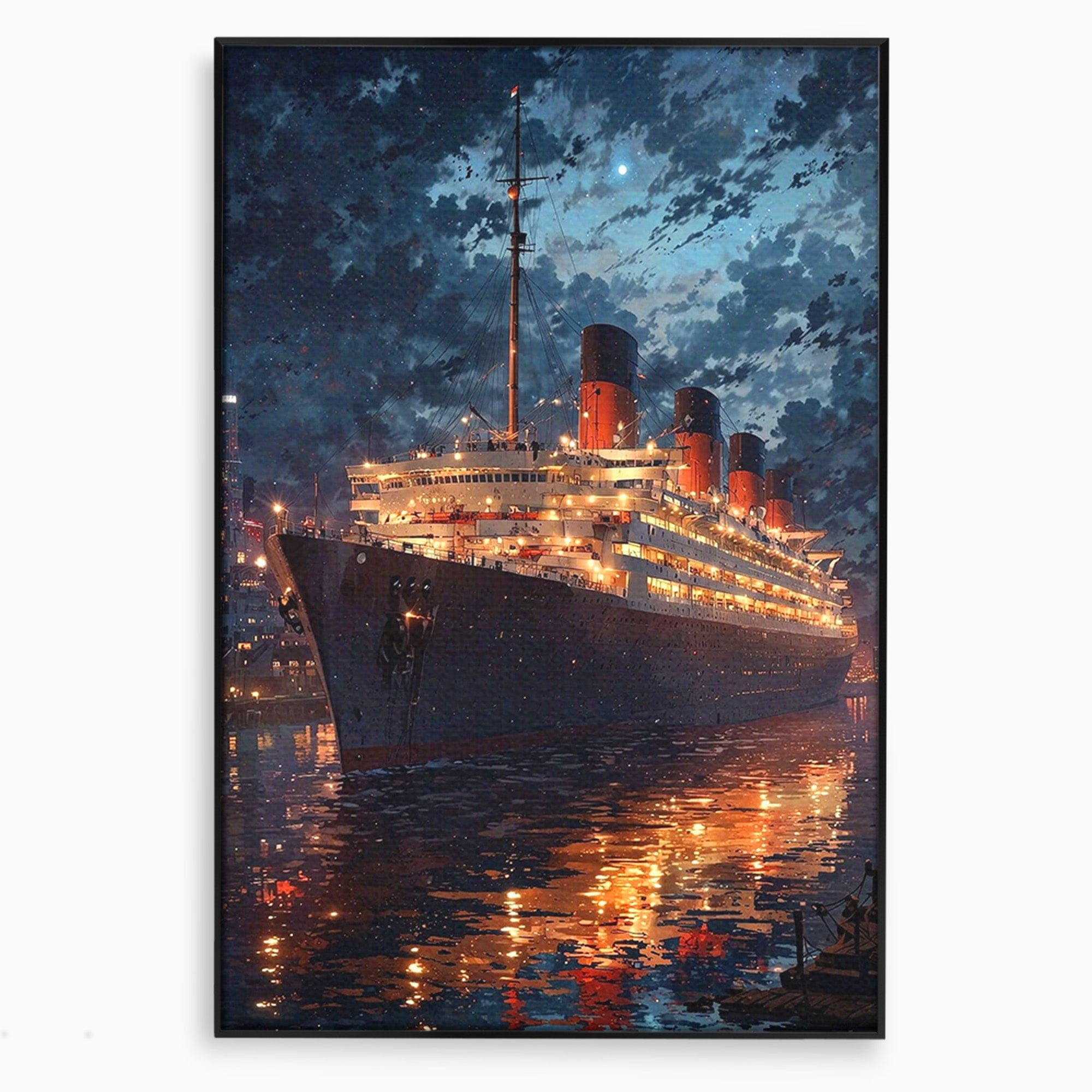 Tablou Canvas Premium LuxCanva® PI1244, Titanic In Noapte, Vapor, Ocean, Reflectii, Marina, Living, Culori Vibrante