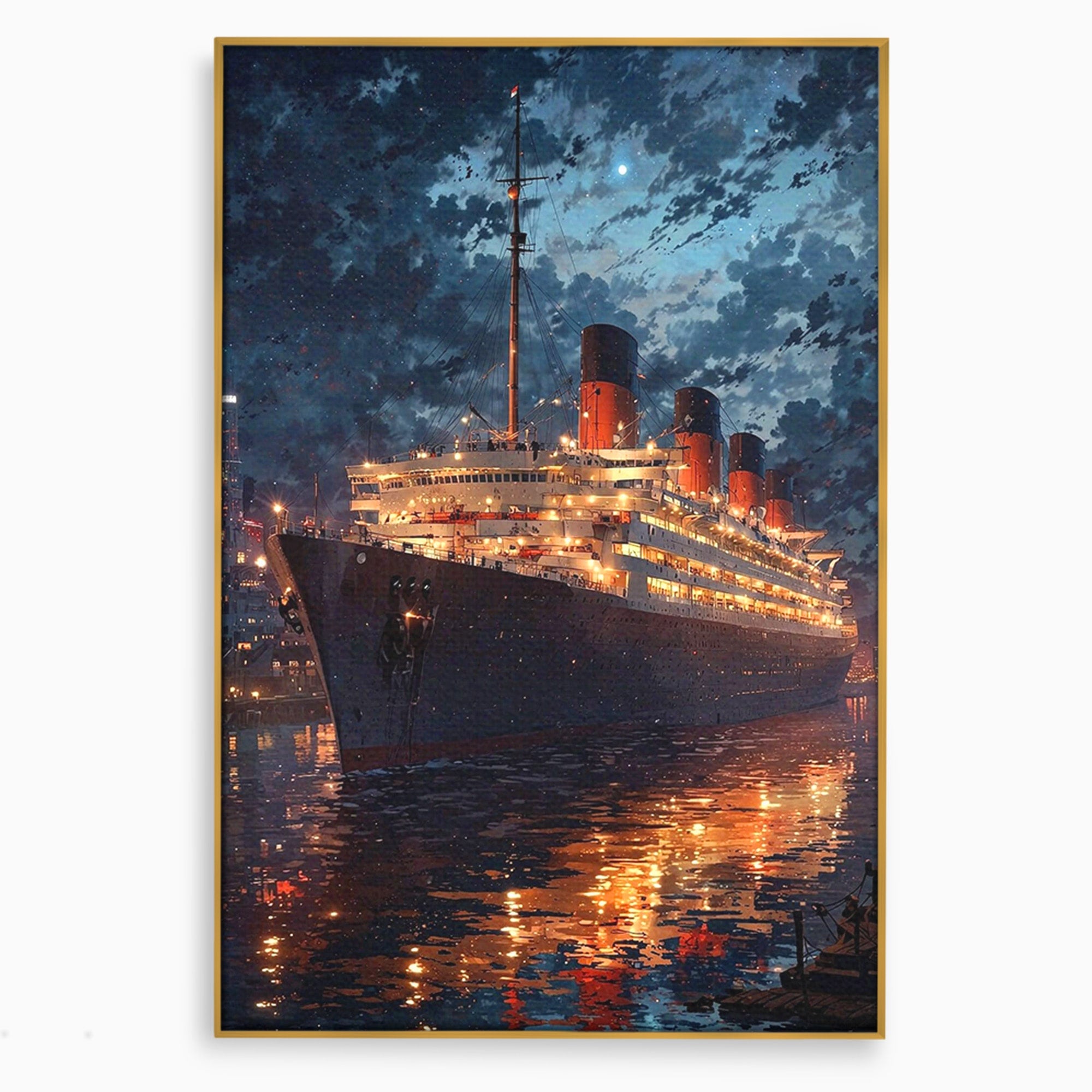 Tablou Canvas Premium LuxCanva® PI1244, Titanic In Noapte, Vapor, Ocean, Reflectii, Marina, Living, Culori Vibrante
