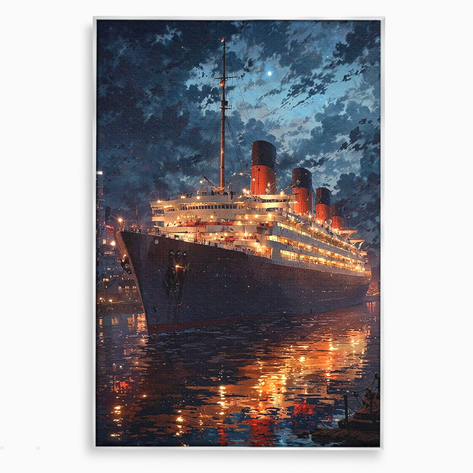 Tablou Canvas Premium LuxCanva® PI1244, Titanic In Noapte, Vapor, Ocean, Reflectii, Marina, Living, Culori Vibrante